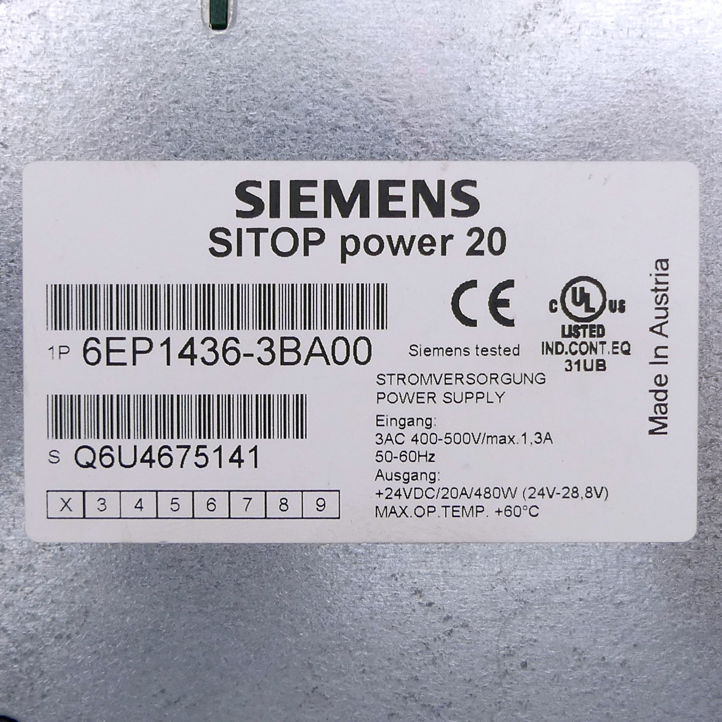 Power supply SITOP Power 20 