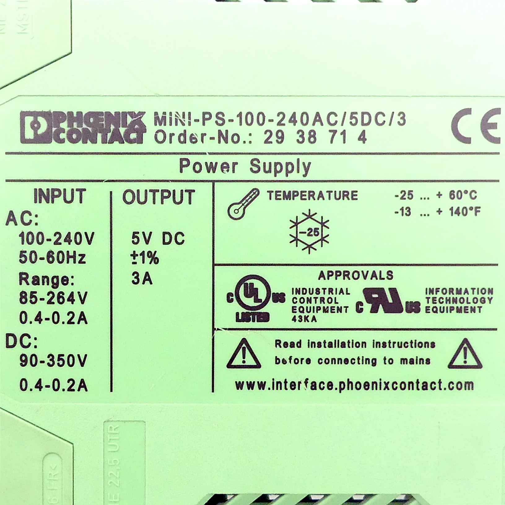 Stromversorgung MINI-PS-100-240AC/ 5DC/3