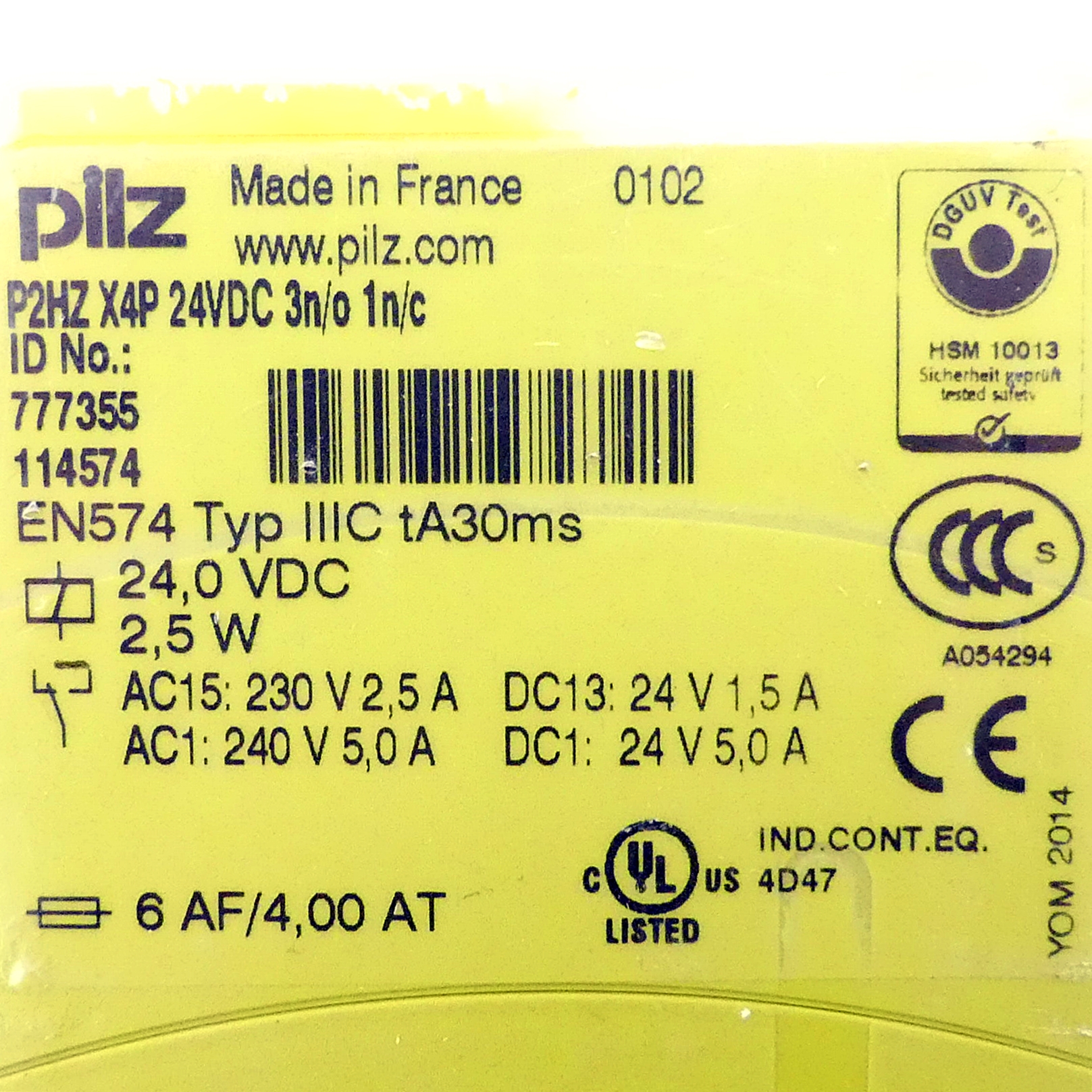 Two-hand control unit P2HZ X4P 24VDC 3n/o 1n/c 