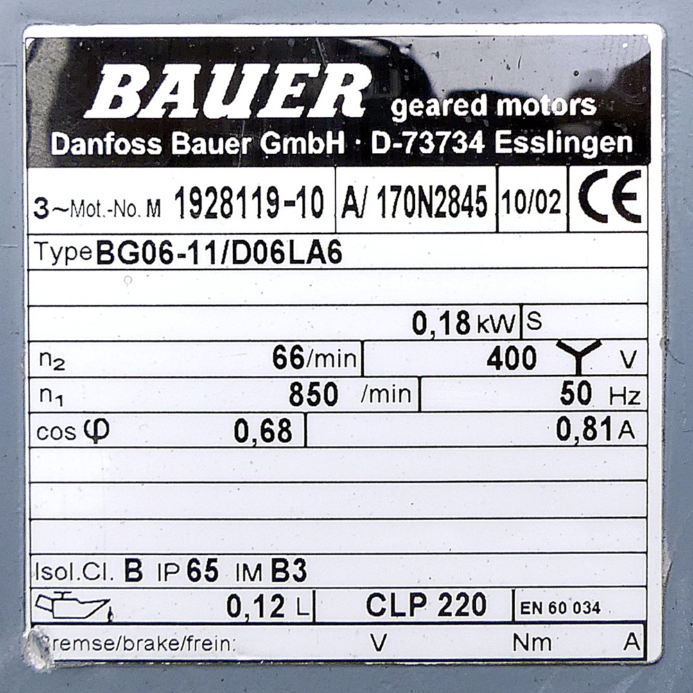 Getriebemotor BG06-11/D06LA6 