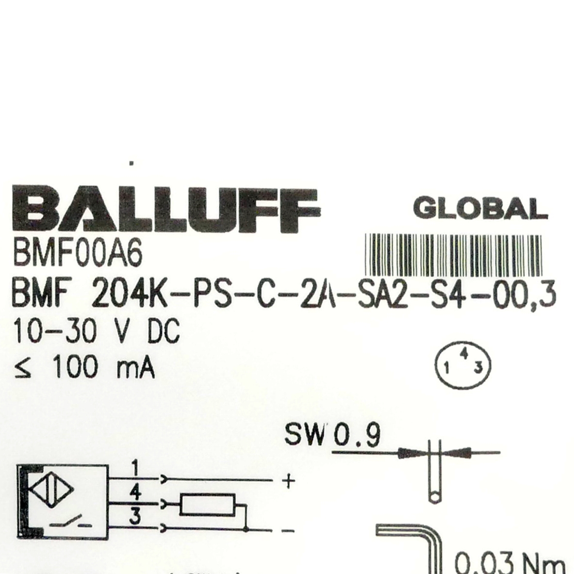 Zylinderschalter BMF 204K-PS-C-2A-SA2-S4-00,3