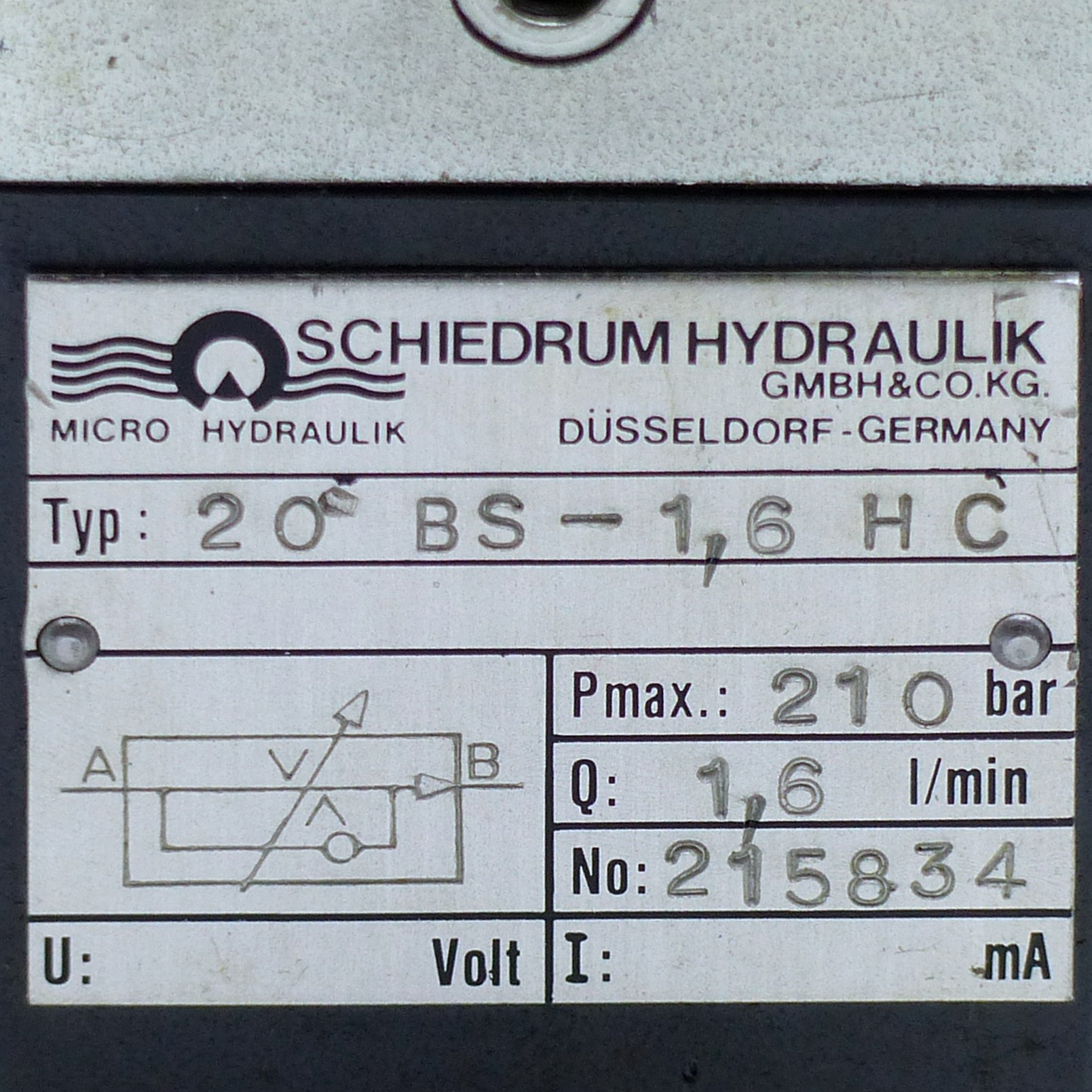 Stromregelventil 20 BS-1,6 HC 