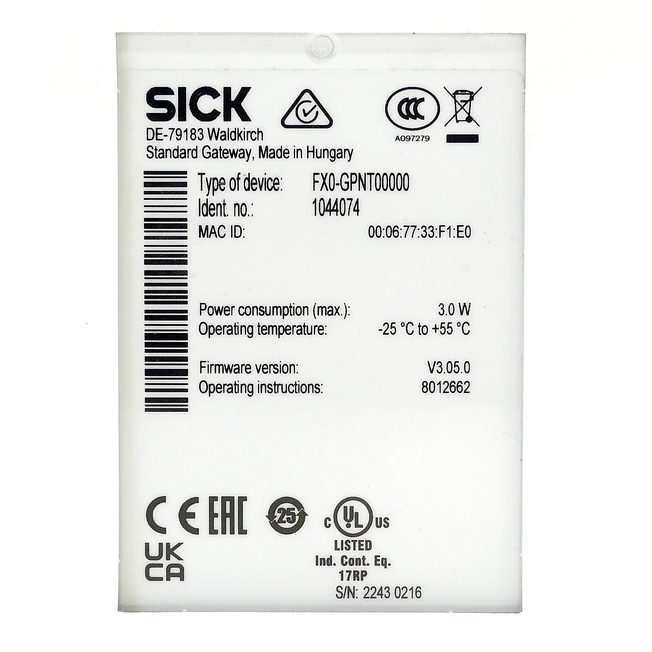 Safety controller Flexi Soft FX0-GPNT00000