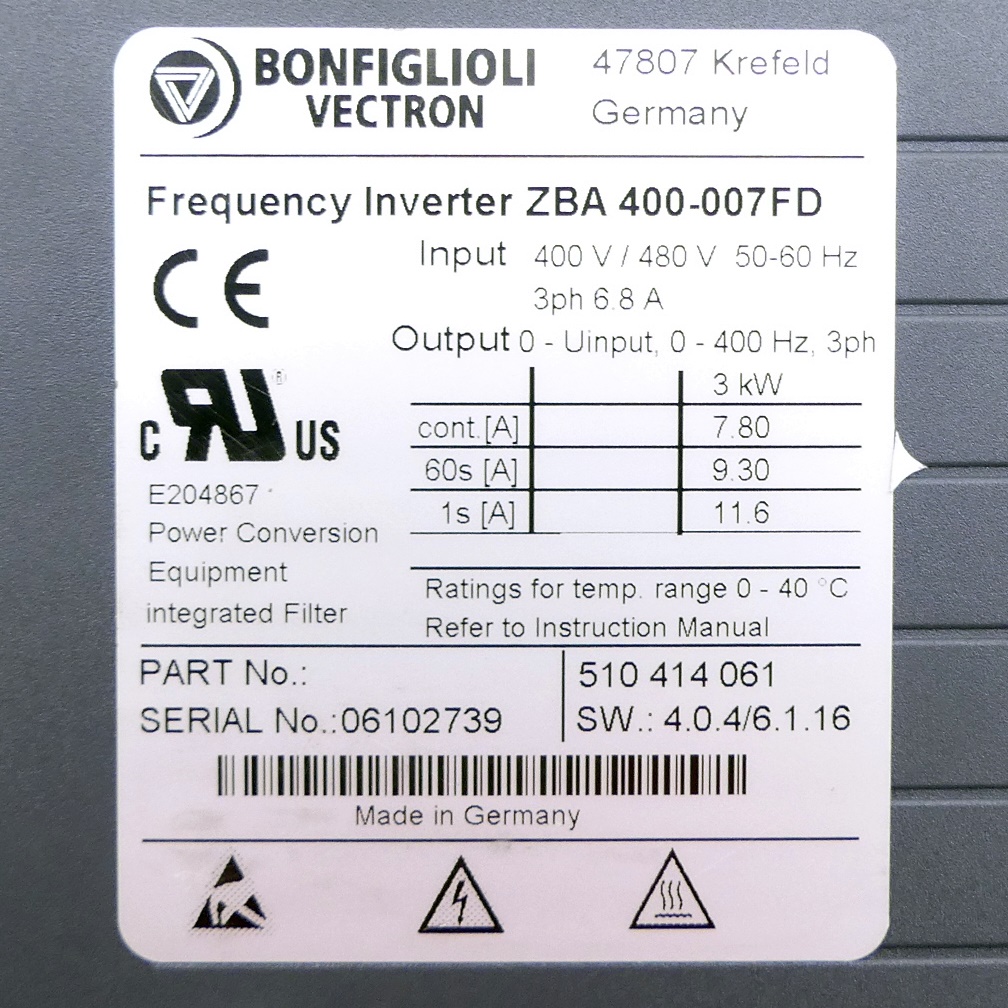 Frequency converter ZBA 400-007FD 
