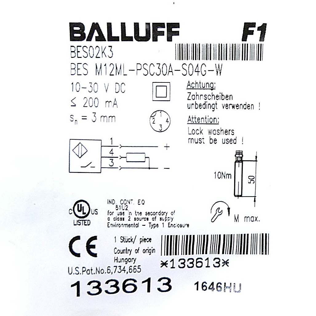 Induktiver Sensor BES02K3 133613