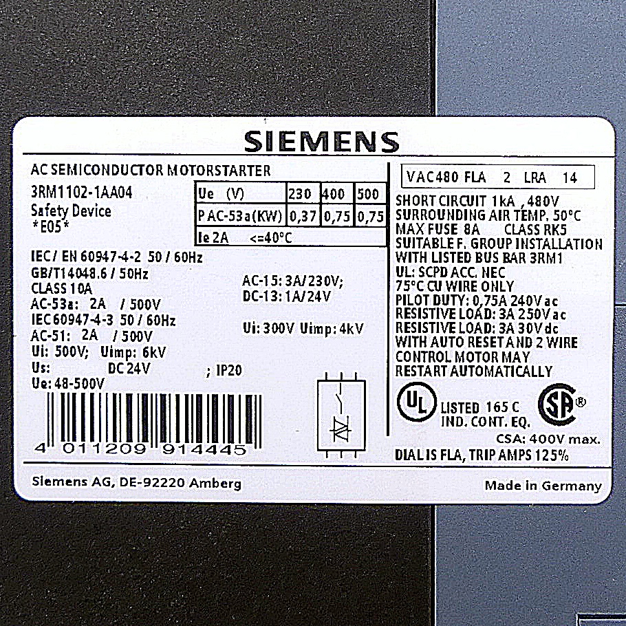 Fail-safe direct starter  Refurbished