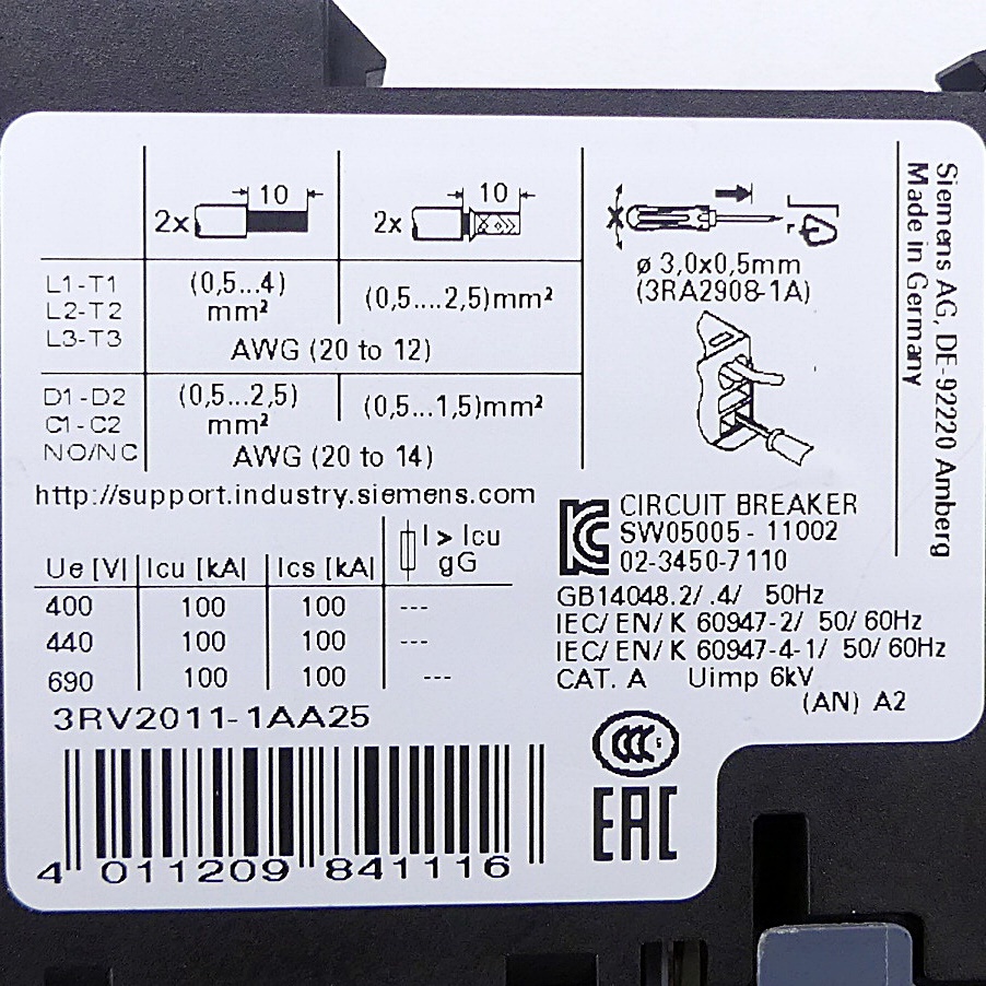 Motor Protection Switch 3RV2011-1AA25 