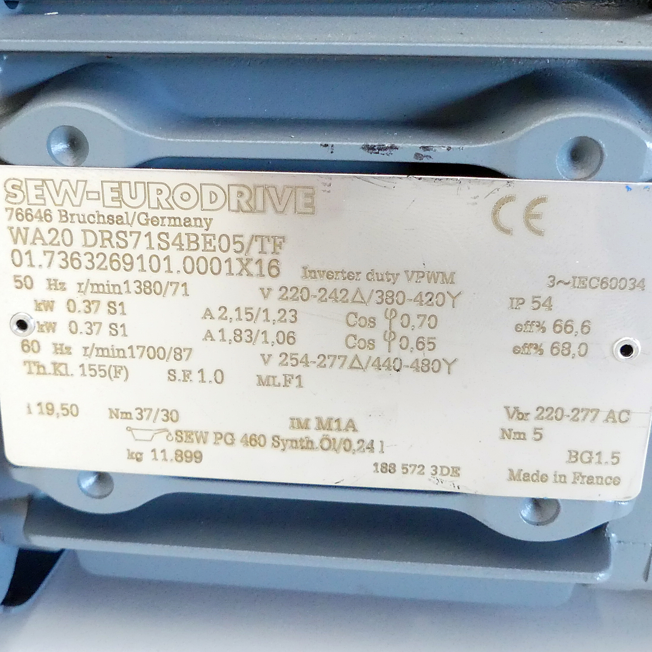 Getriebemotor WA20 DRS71S4BE05/TF 