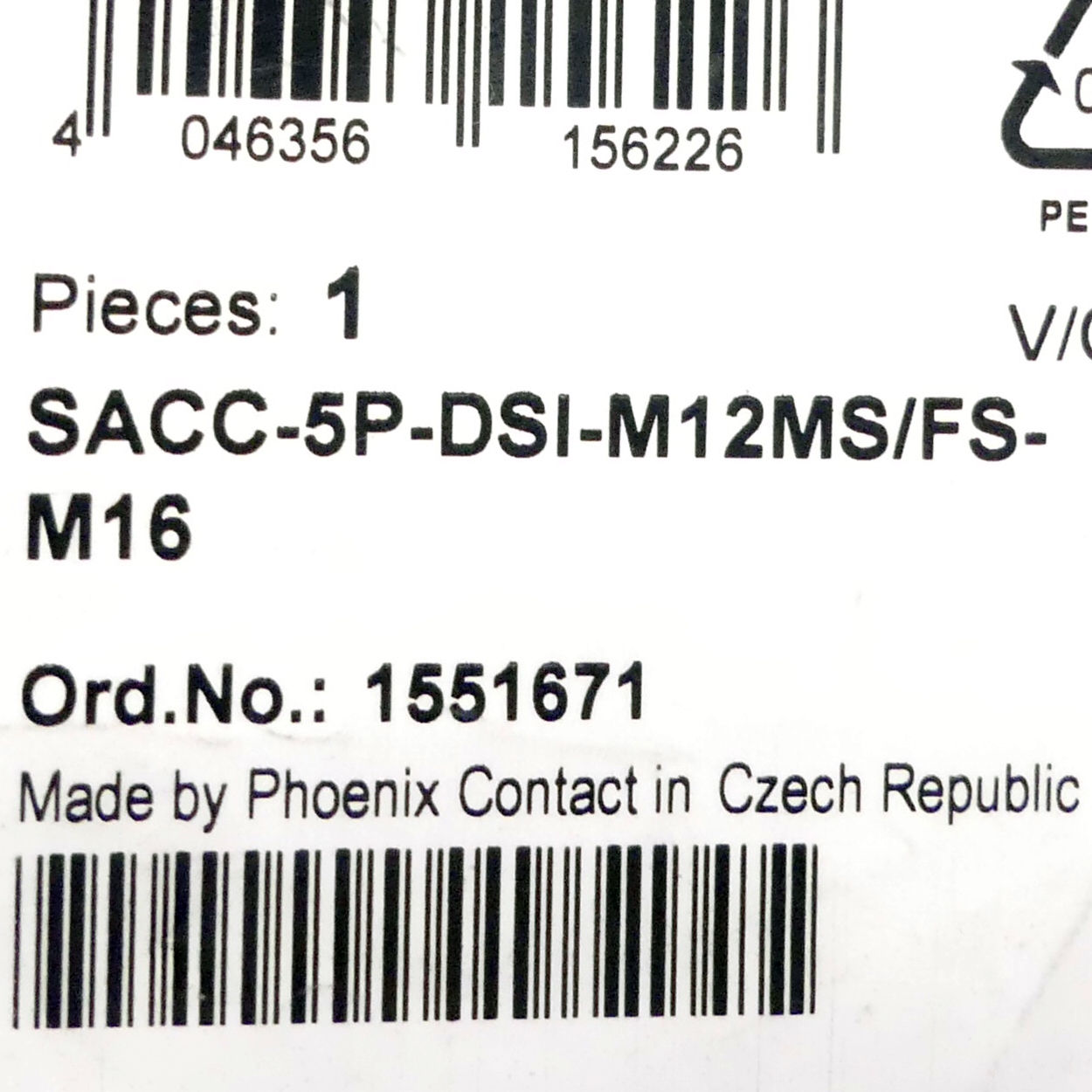 Rundsteckverbinder SACC-5P-DSI-M12MS/FS-M16