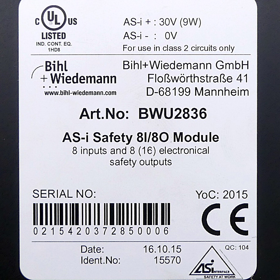 AS-i Safety 8I/8O Module