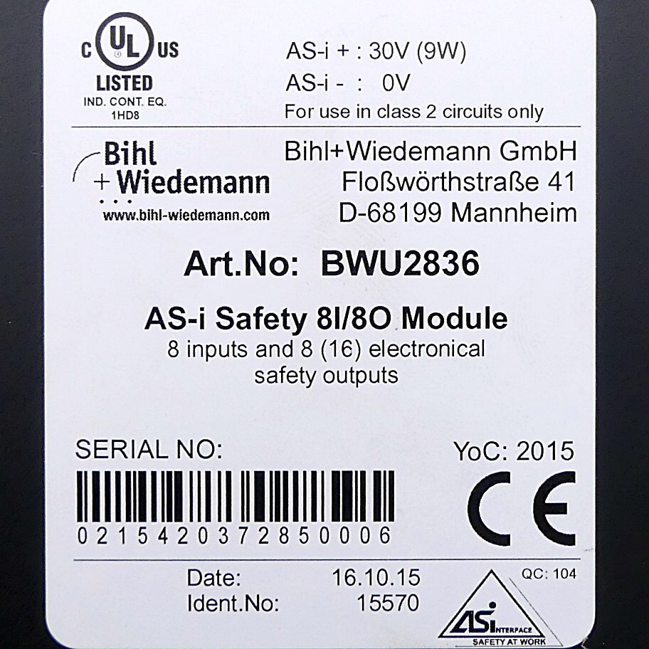 AS-i Safety 8I/8O Module 