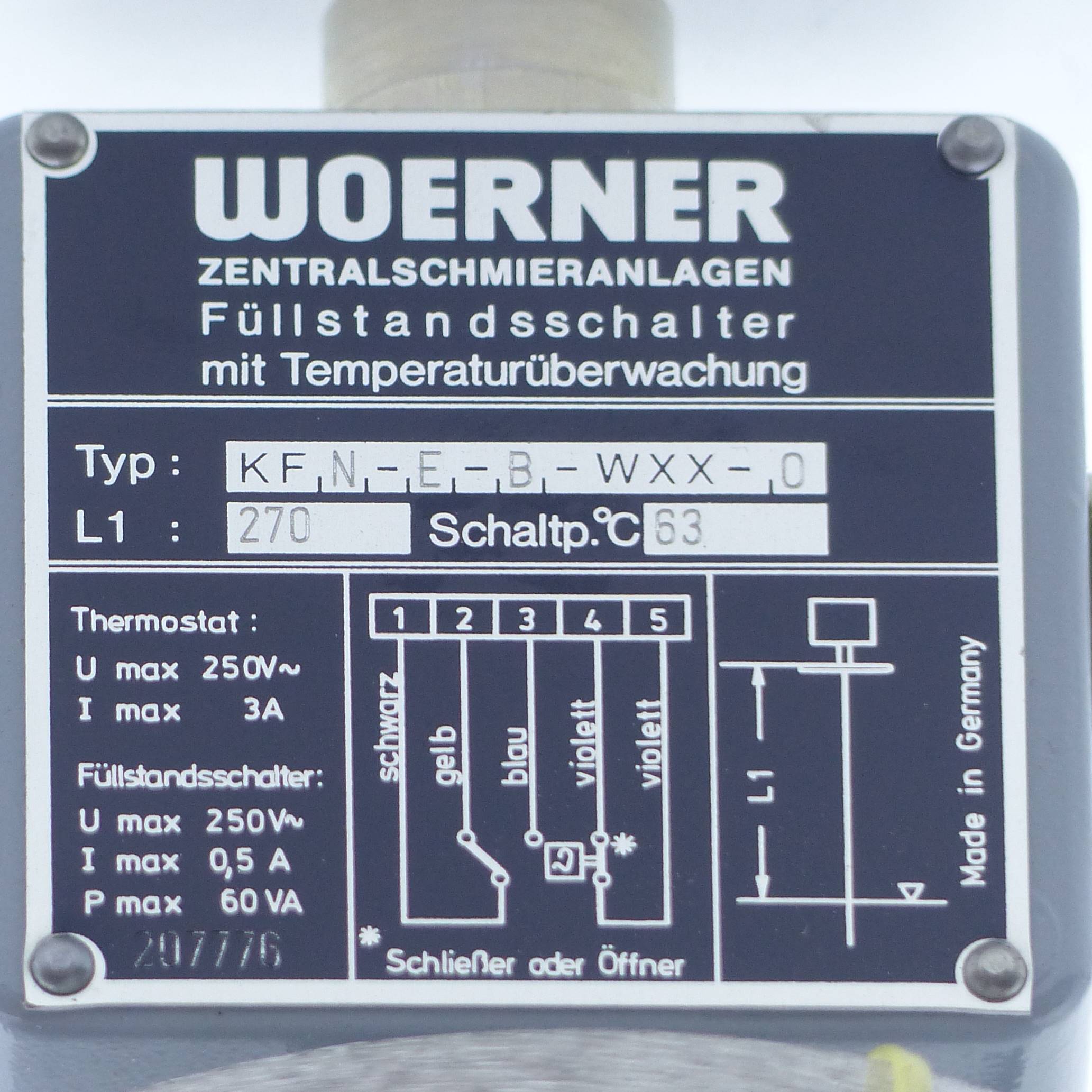 Level Switch with temperature monitoring  