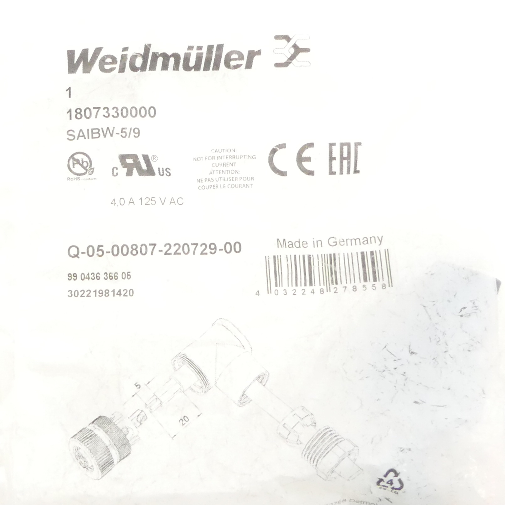 Sensor-/ actuator plug-in connector SAIBW-5/9