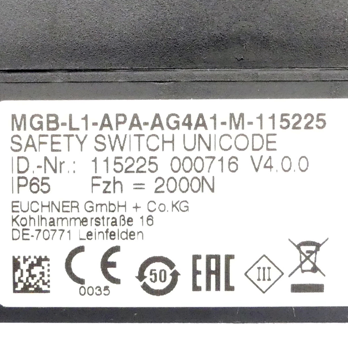 safety switch MGB-L1-APA-AG4A1-M-115225 