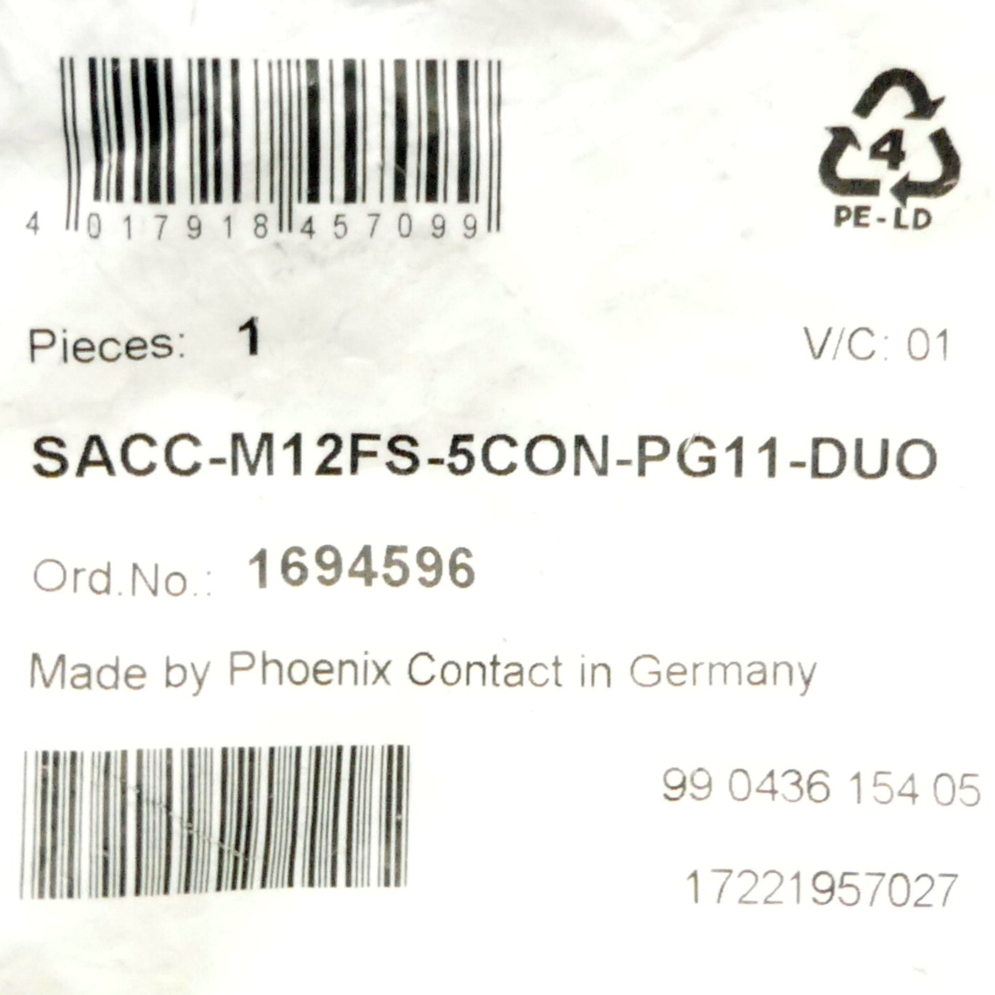 Connectors SACC-M12FS-5CON-PG11-DUO 