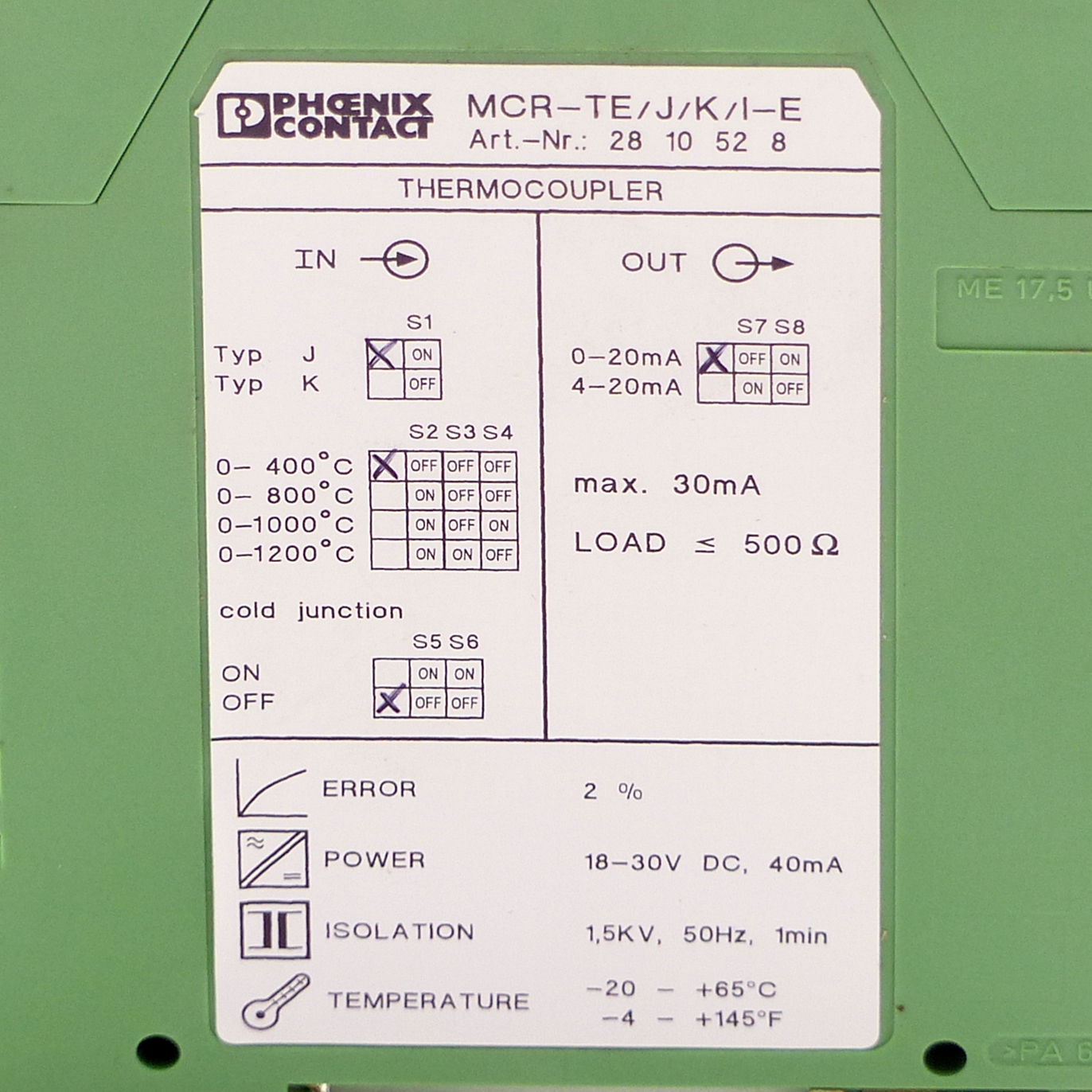 Thermocouple measuring Transducer