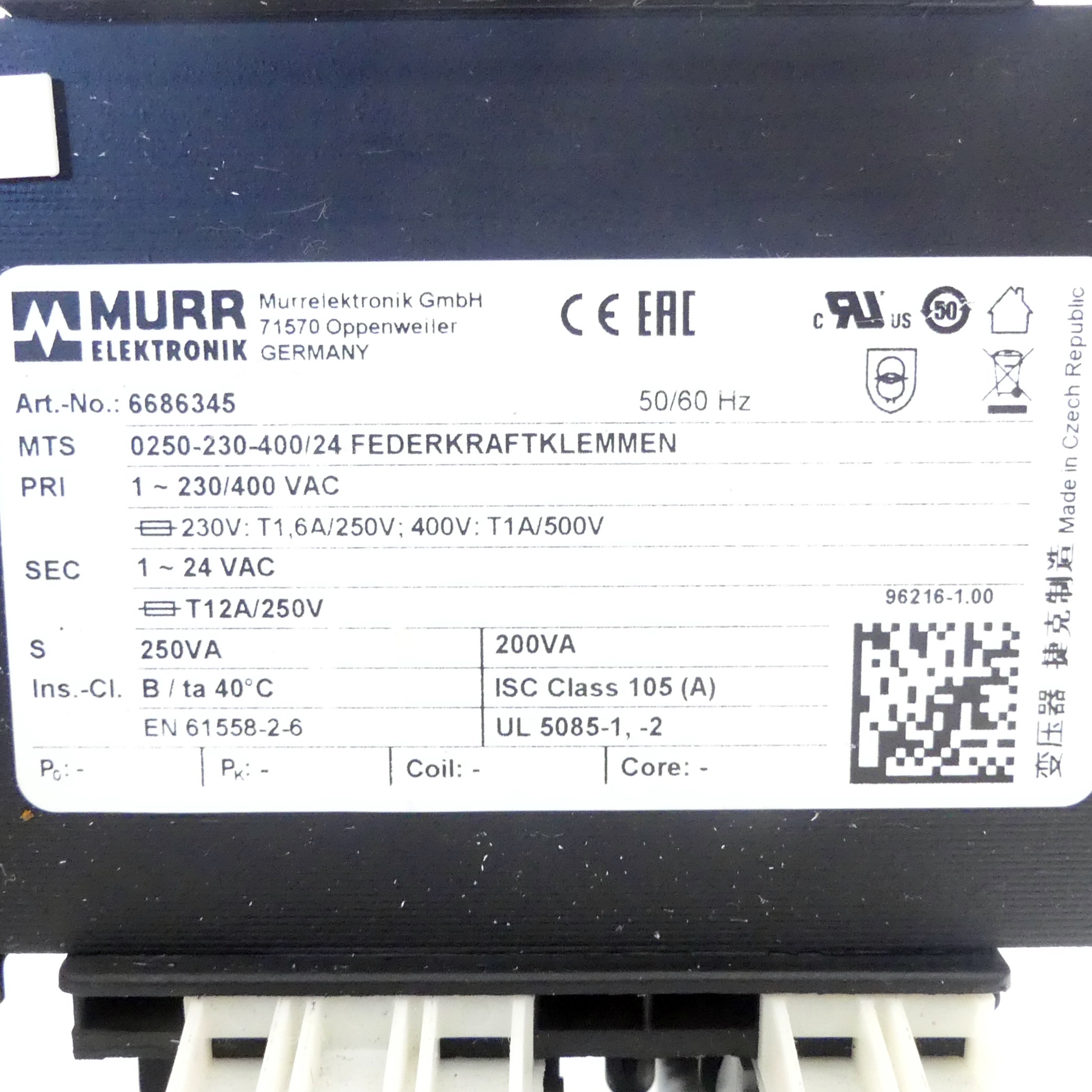 Sicherheitstransformator MTS250/230/400//24 