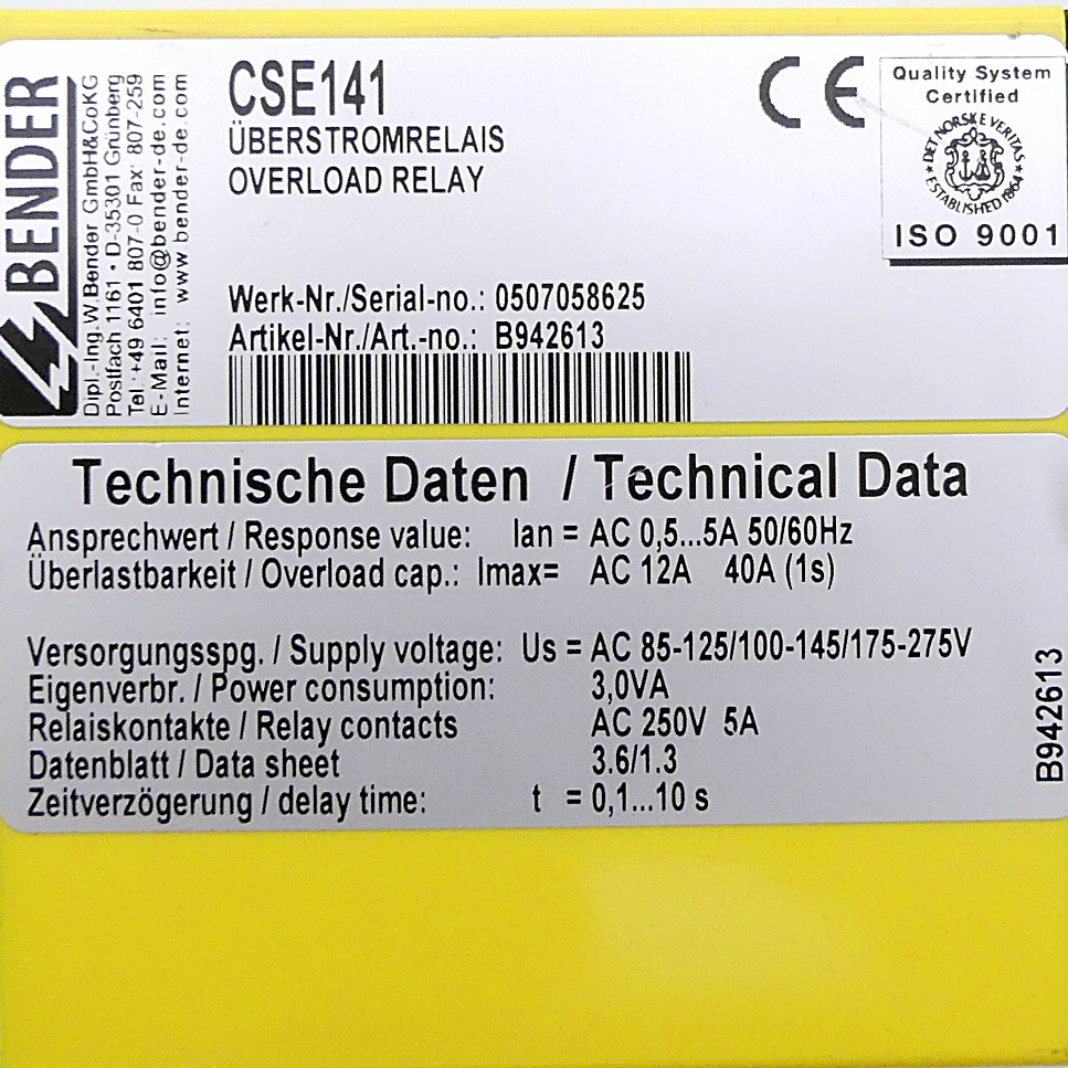 CSE141 Overload Relay
