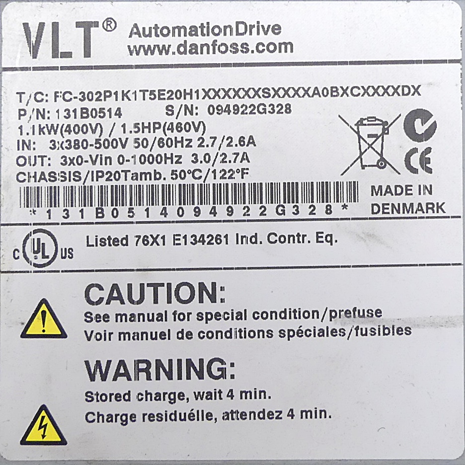 131B0514 Variable Frequency Drive  Refurbished