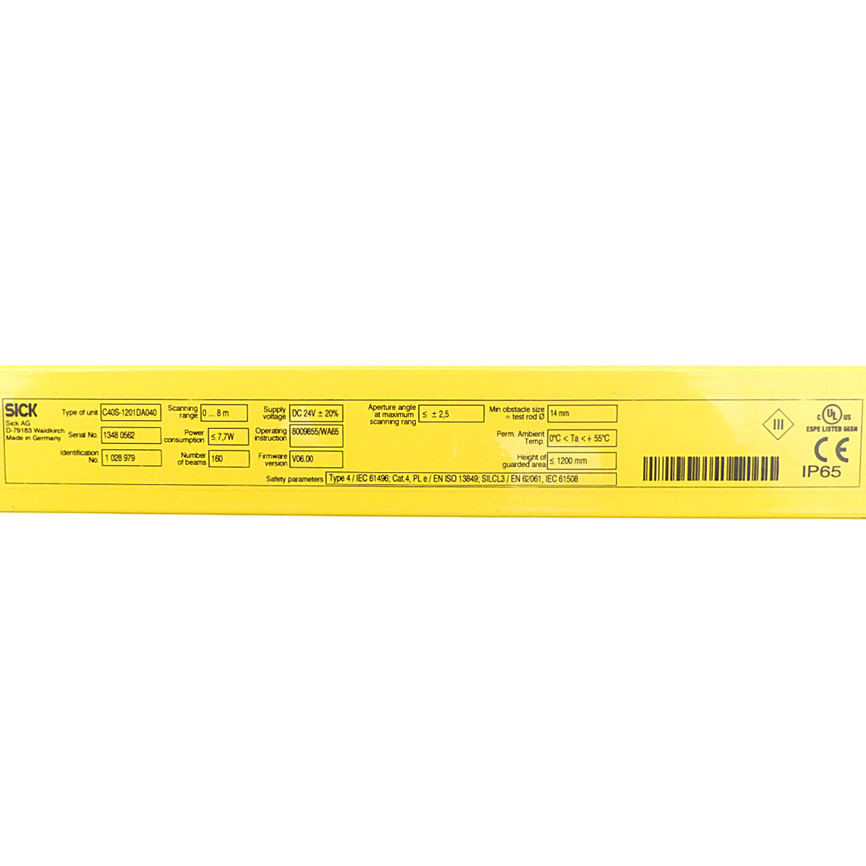 Safety light curtain C40S-1201DA040