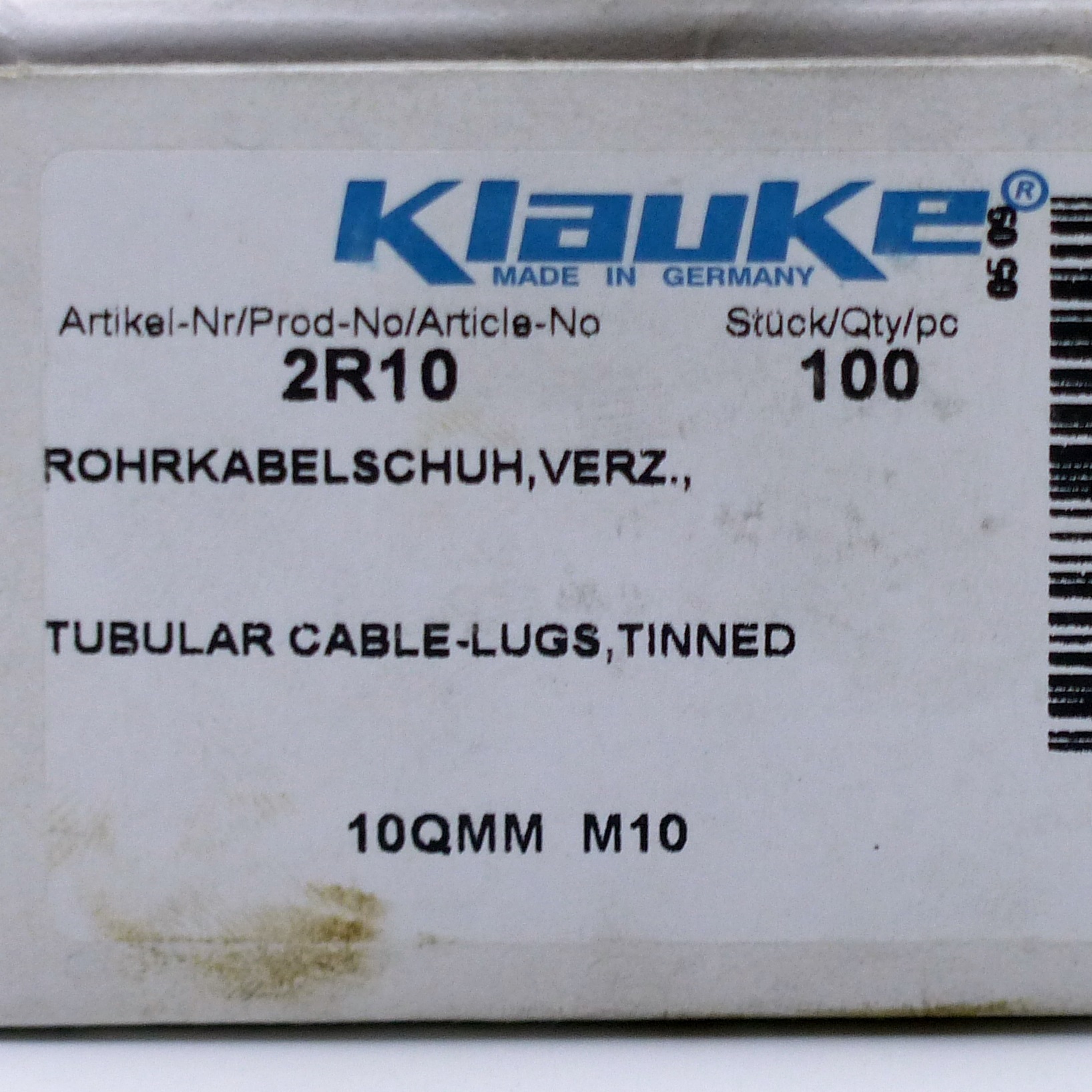 Tubular cable lug 