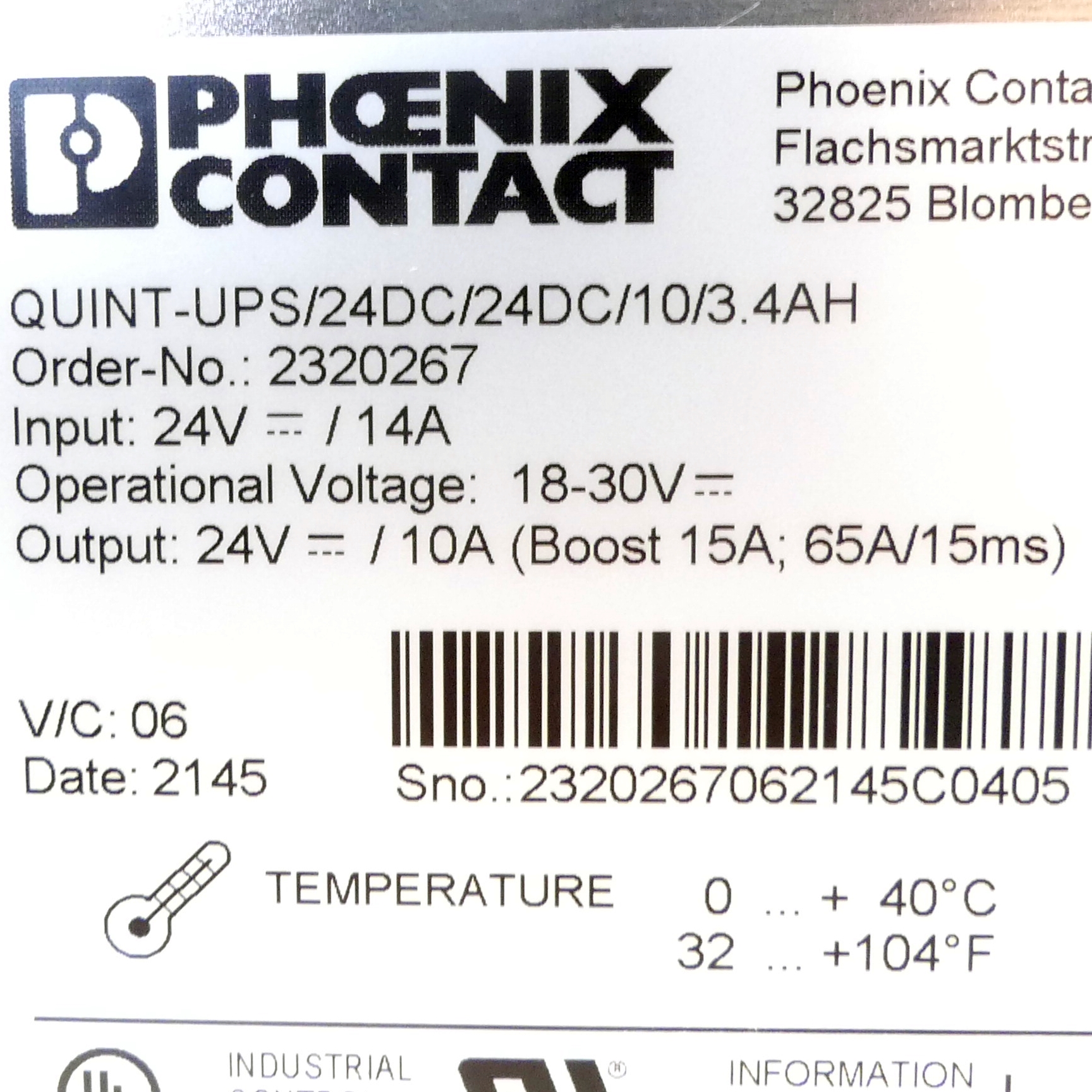 USV QUINT-UPS/ 24DC/ 24DC/10/3.4AH