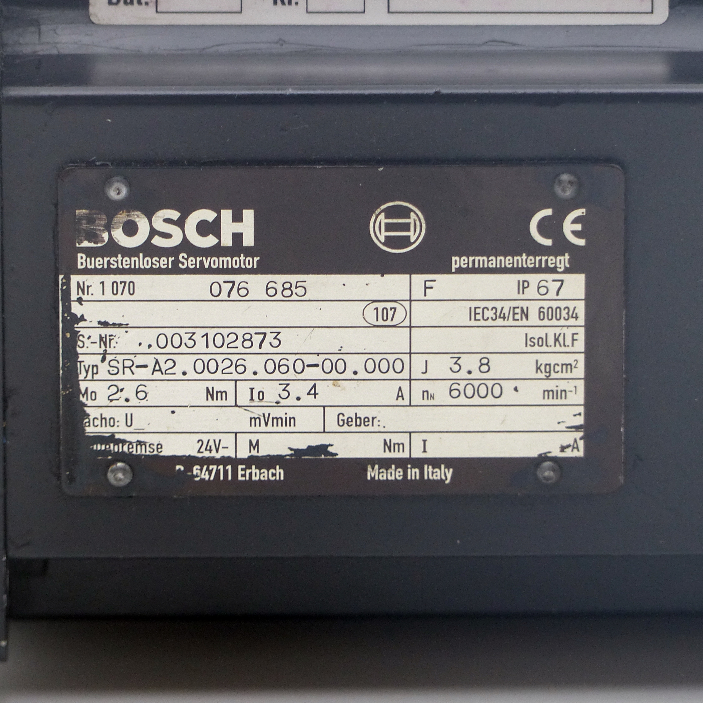 Bürstenloser Servomotor SR-A2 0026.060-00.000 