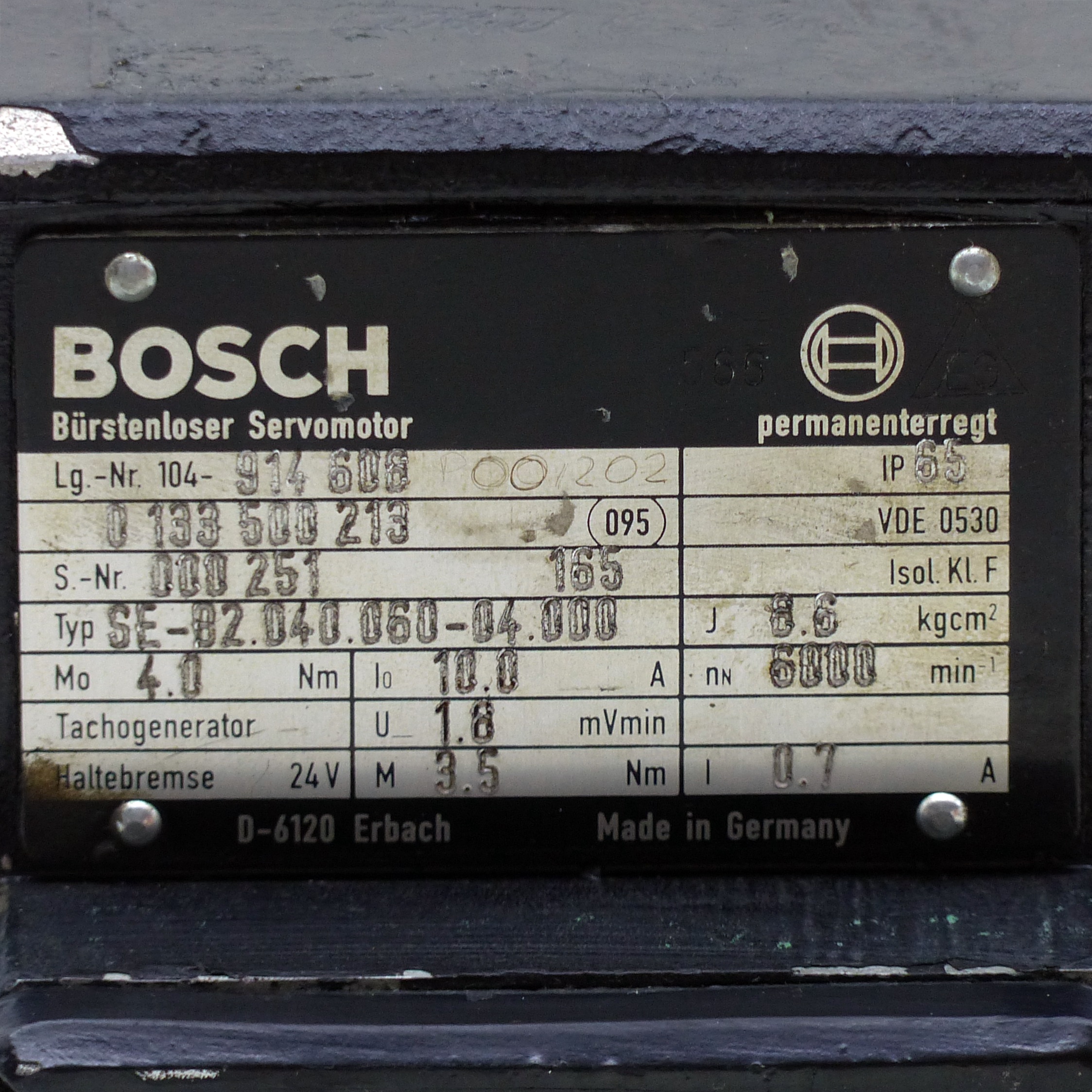 Bürstenloser Servomotor SE-B2.040.060-04.000 