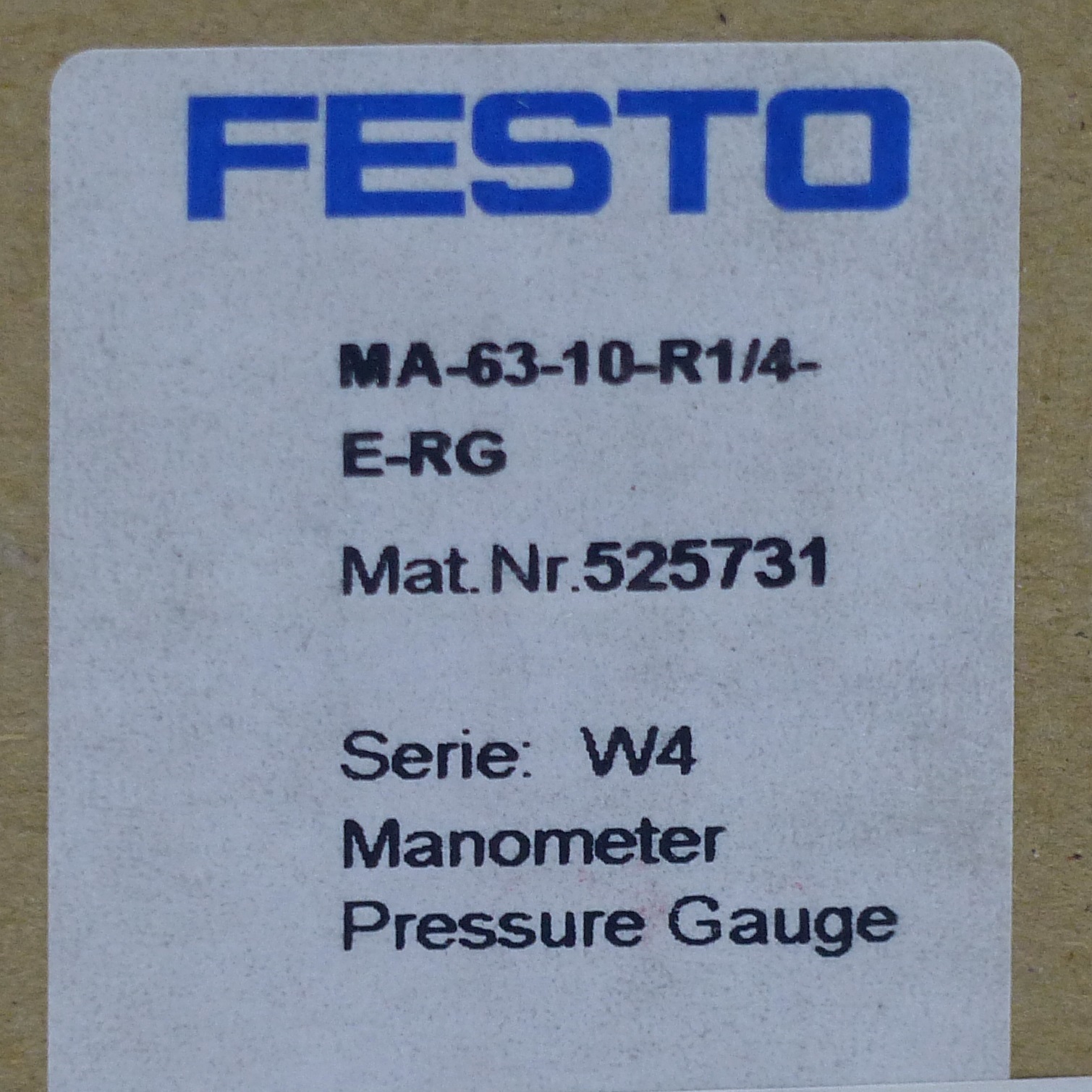 Manometer MA-63-10-R1/4-E-RG