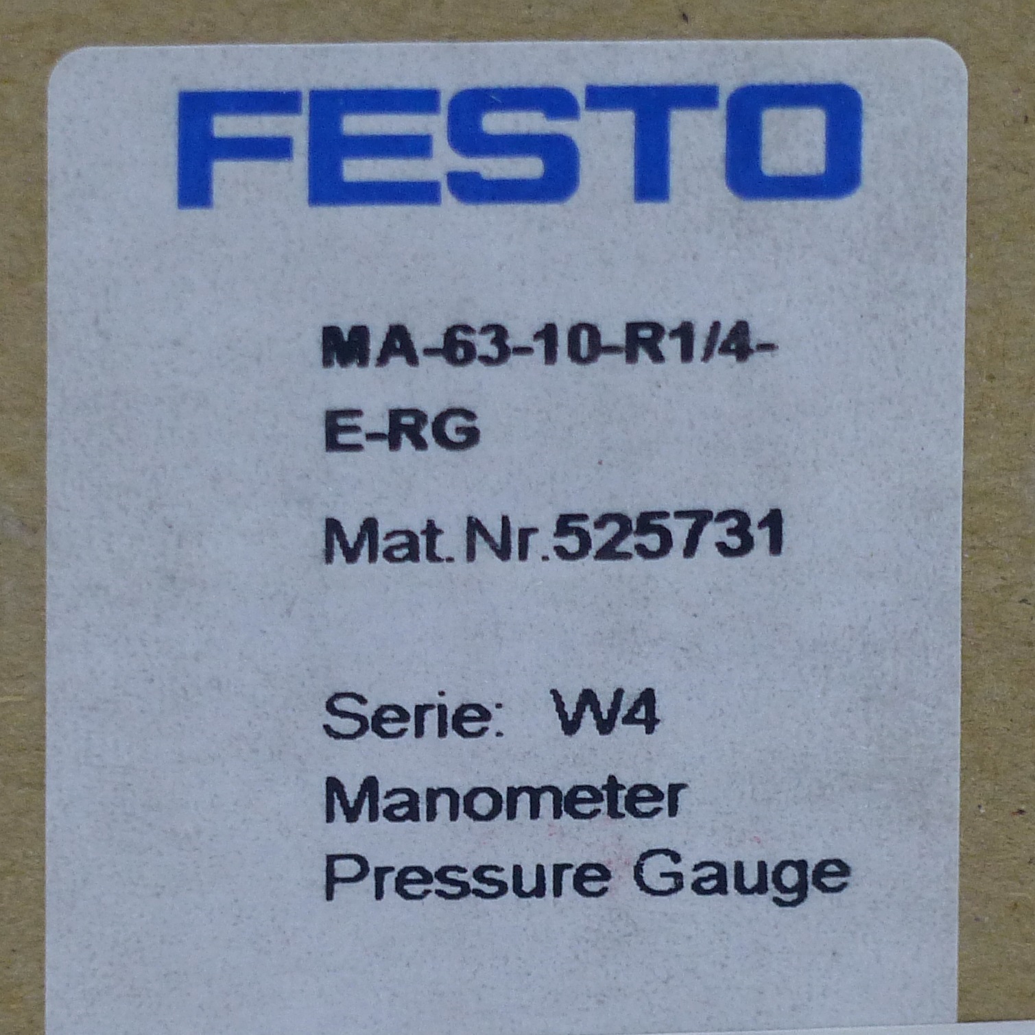 Manometer MA-63-10-R1/4-E-RG 