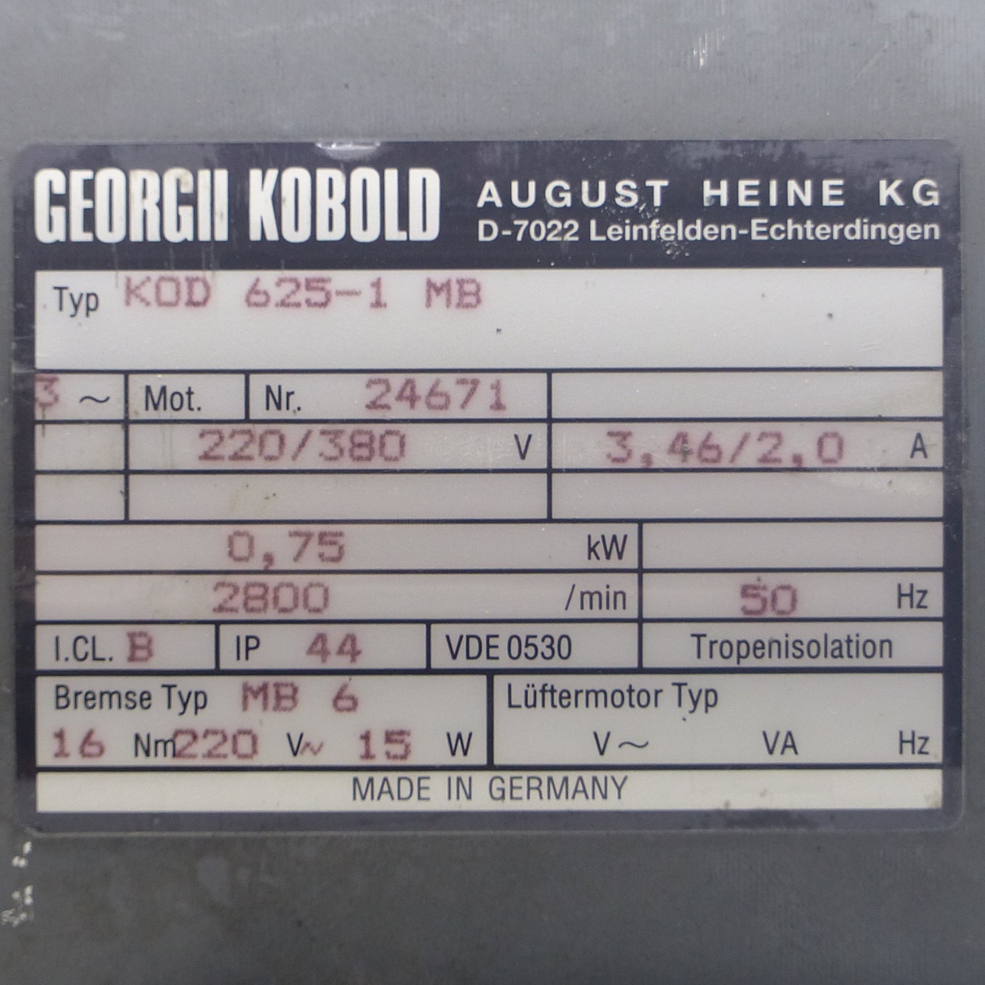 Three-phase Motor KOD 625-1 MB 