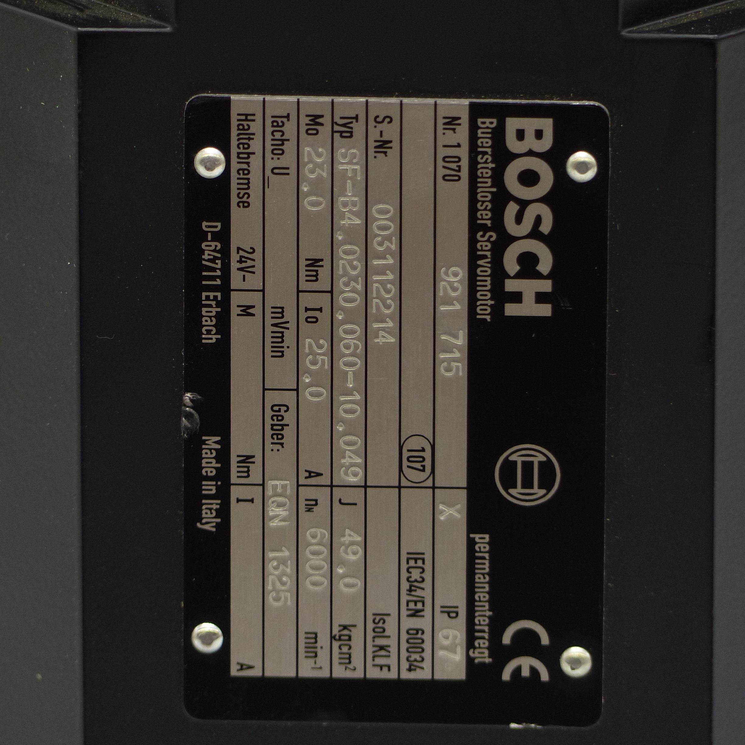 Bürstenloser Servomotor SF-B4.0230.060-10.049 