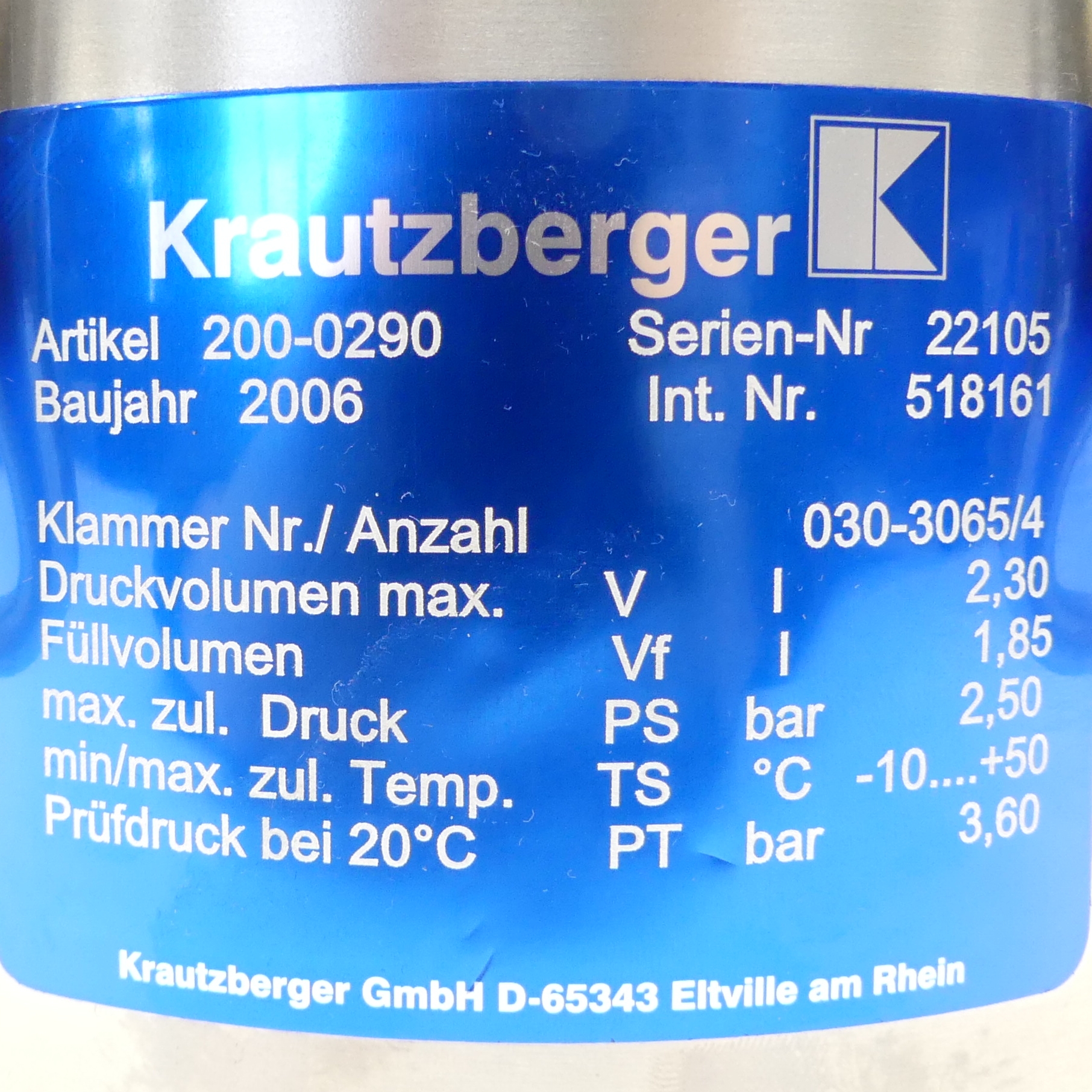 Materialdruckbehälter 