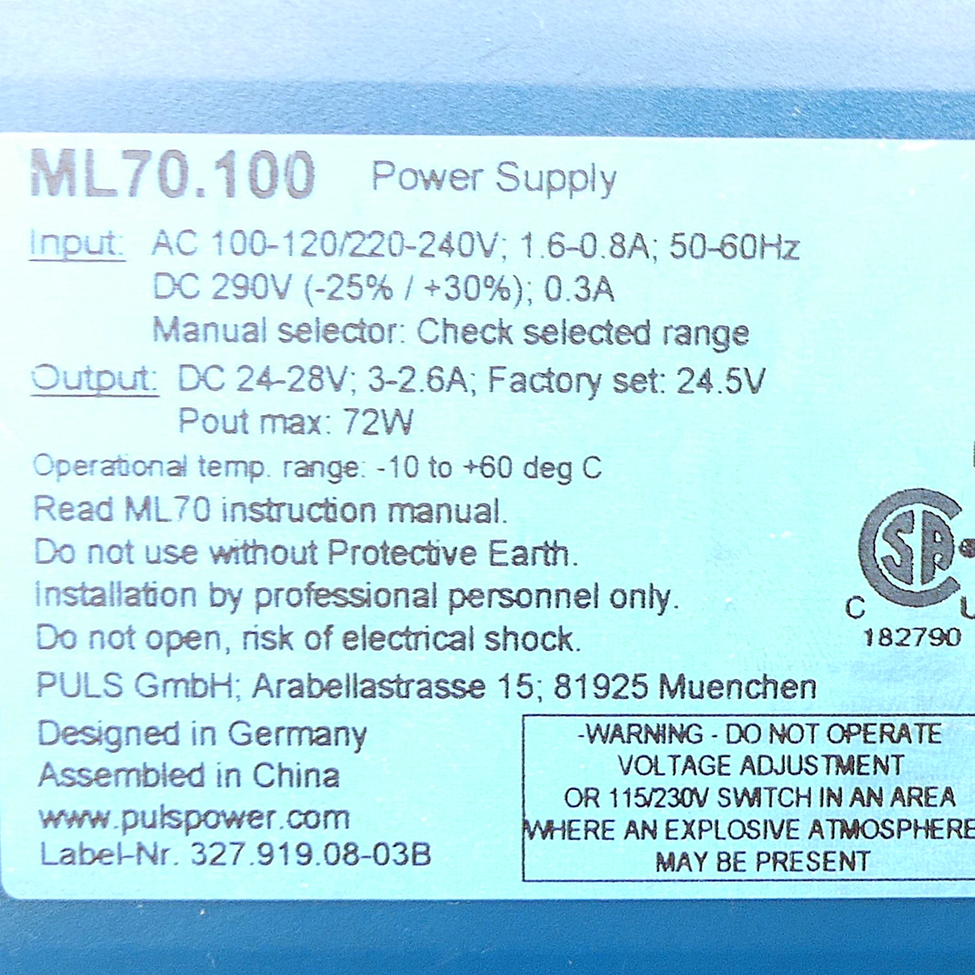 DIN rail power supplies for 1-phase system 