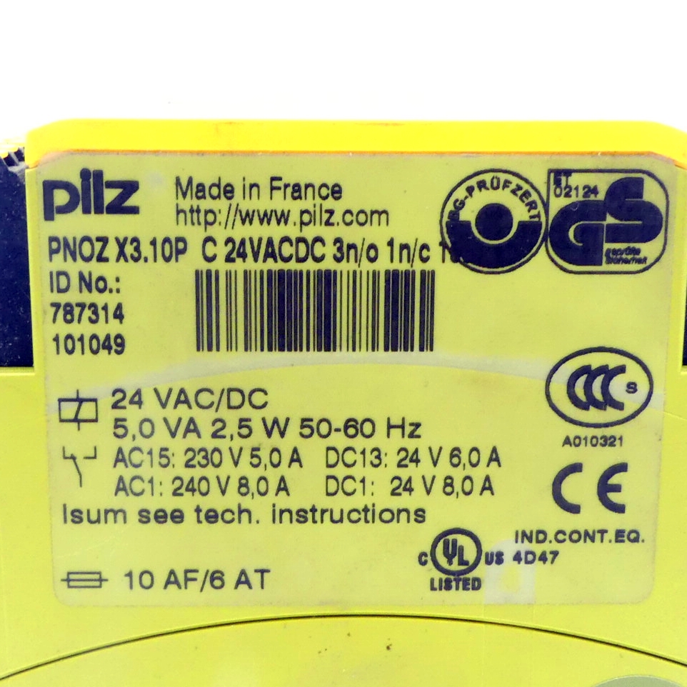 Sichheitesrelais PNOX X3.10P C 24VACDC 3n/o 1n/c 