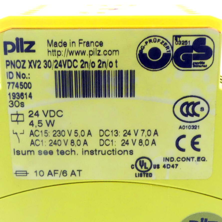 Safety switchgear PNOZ XV2 30/24VDC 2n/o 2n/o t 