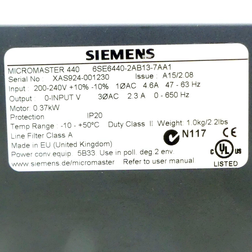 Frequency converter Micromaster 440