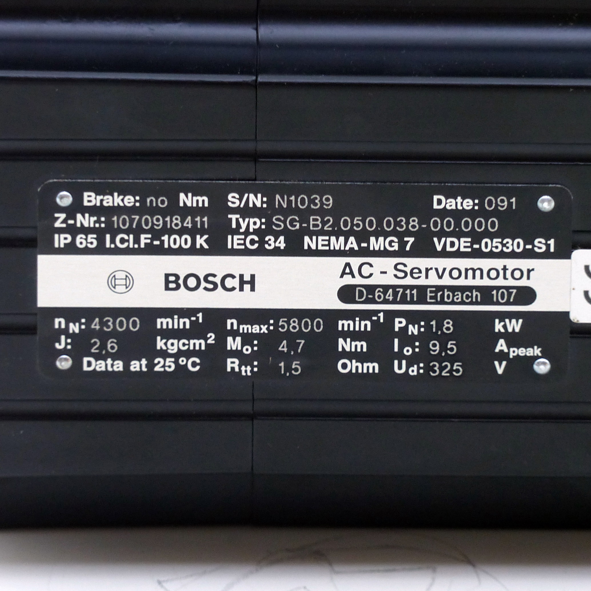 AC-Servomotor SG-B2.050.038-00.000 