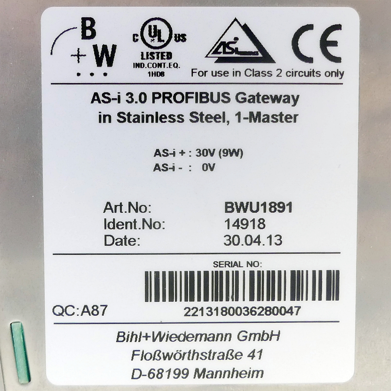 AS-i 3.0 PROFIBUS Gateway