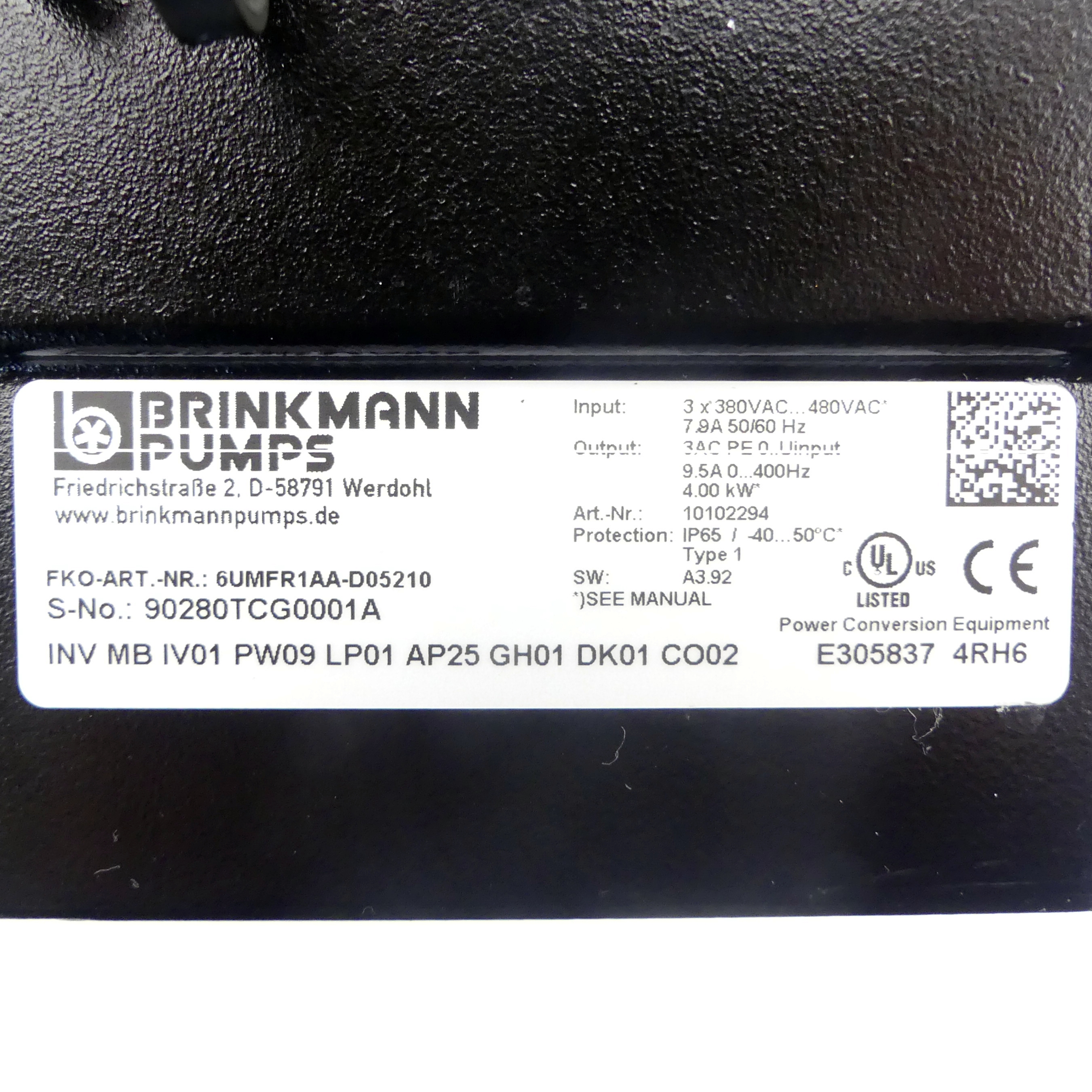 Frequenzumrichter INV MB IV01 PW09 LP01 AP25 GH01 DK01 CO02