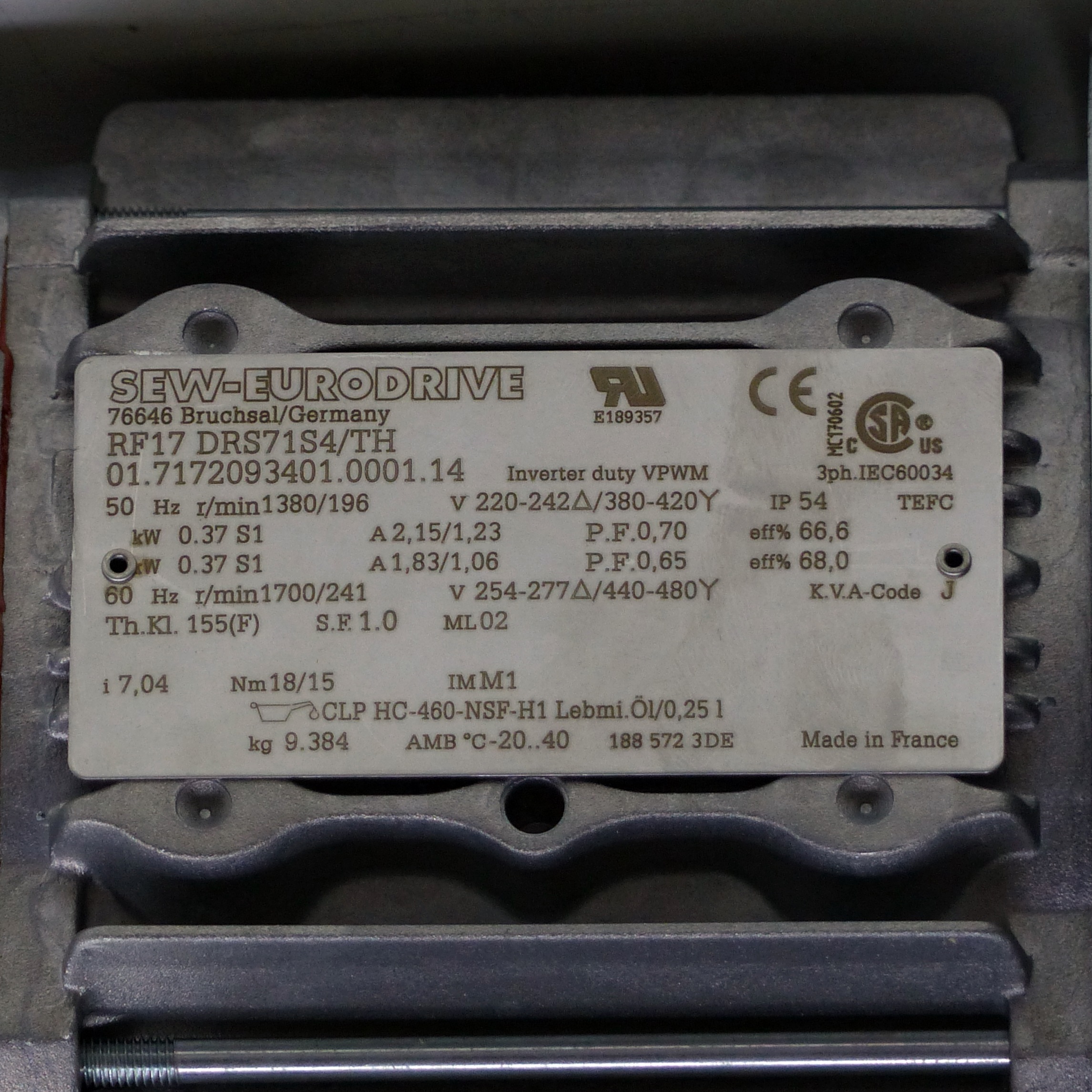 Getriebemotor RF17 DRS71S4/TH