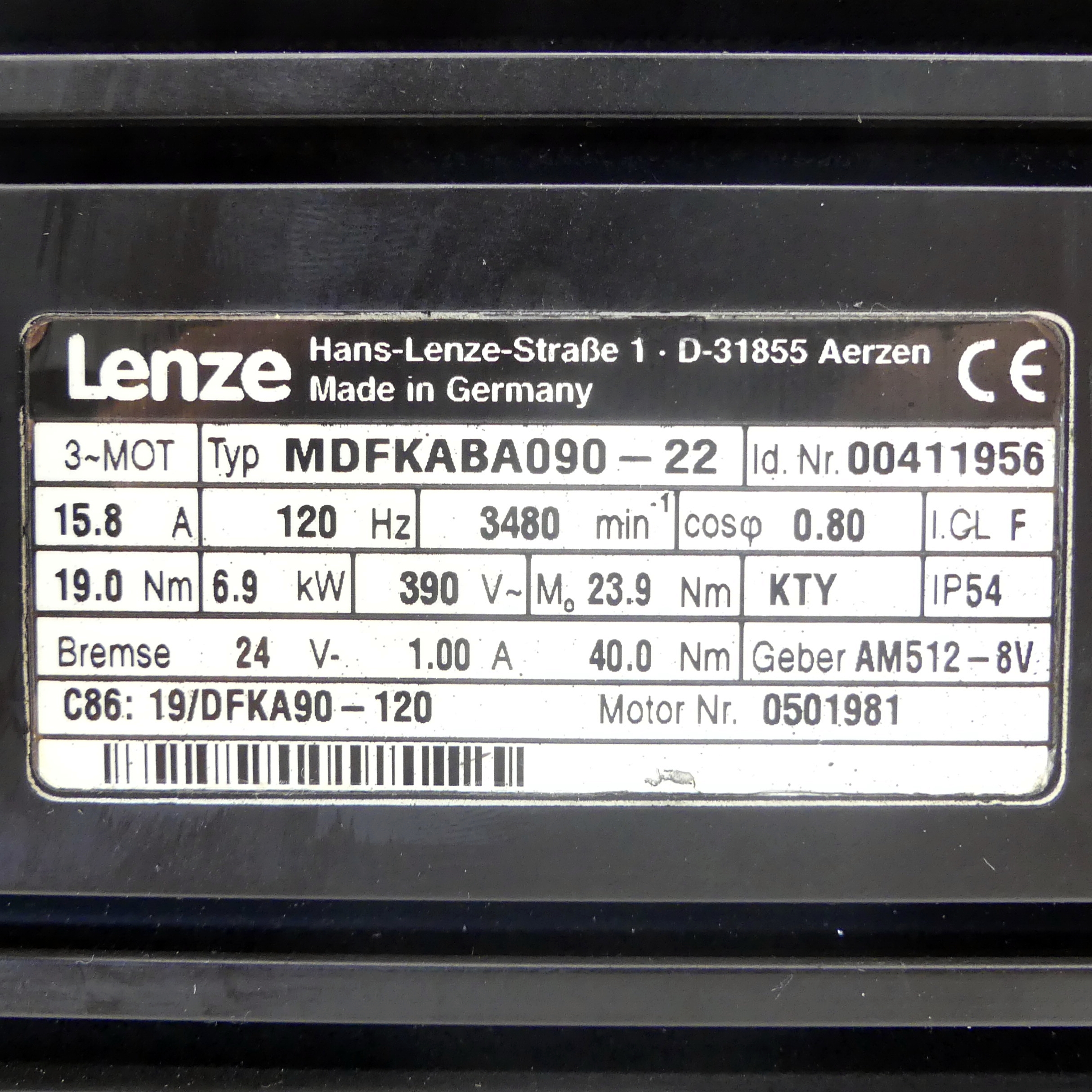 Servomotor mit Getriebe MDFKABA090-22