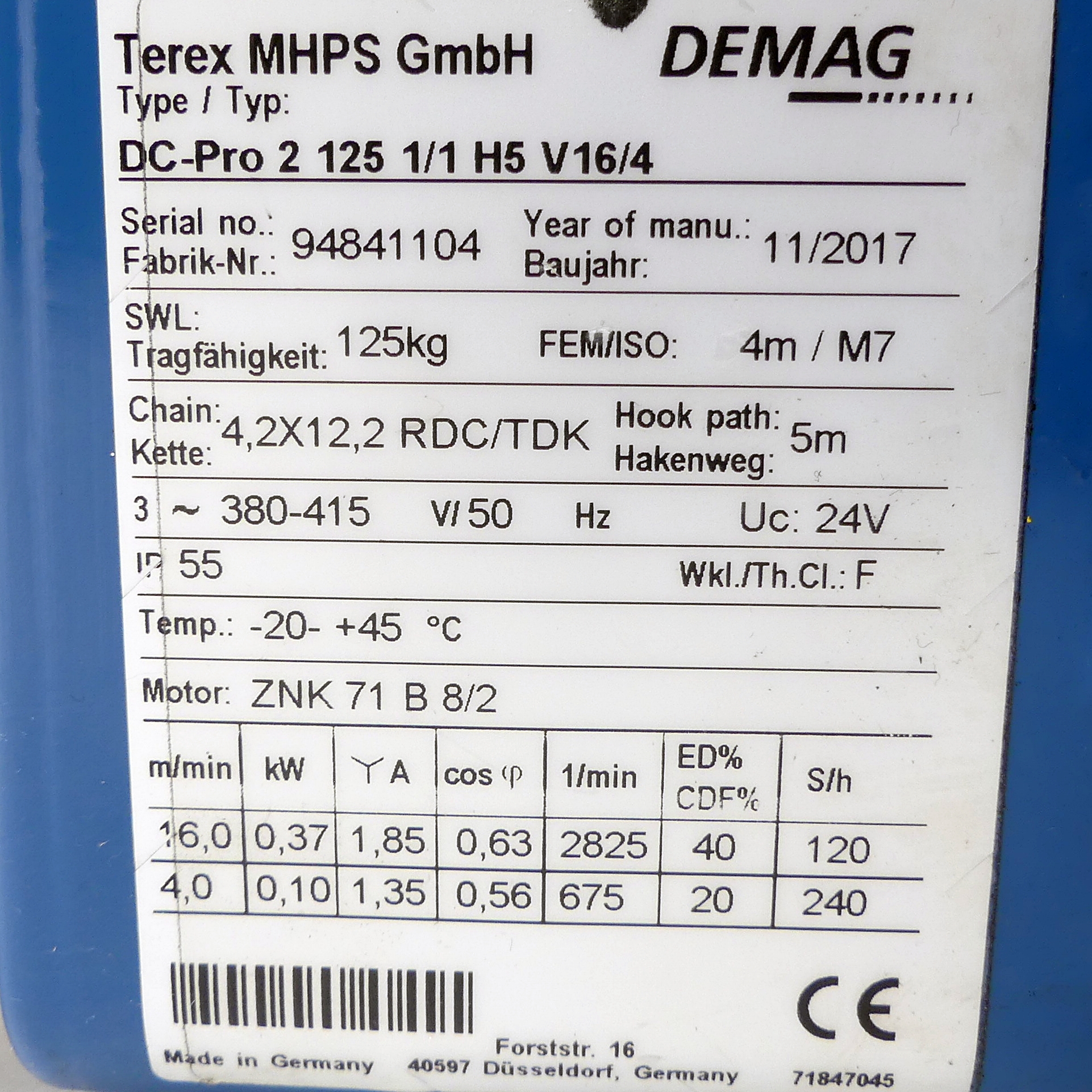 Kettenzug 125 kg