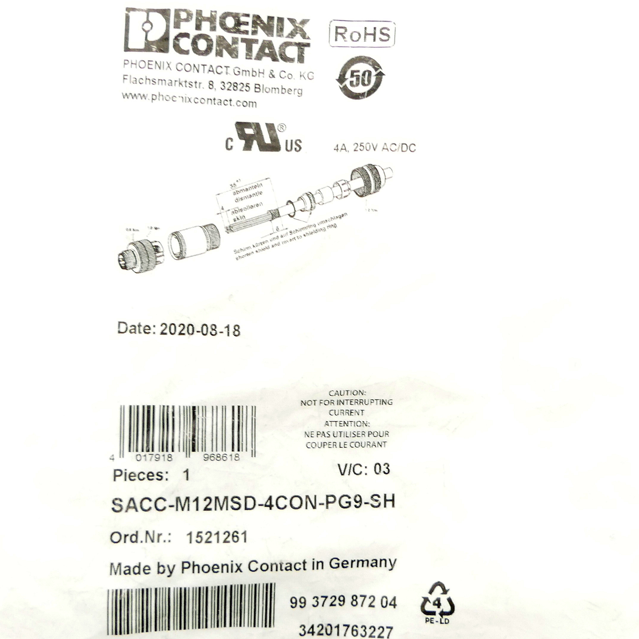 Steckverbinder SACC-M12MSD-4CON-PG 9-SH 