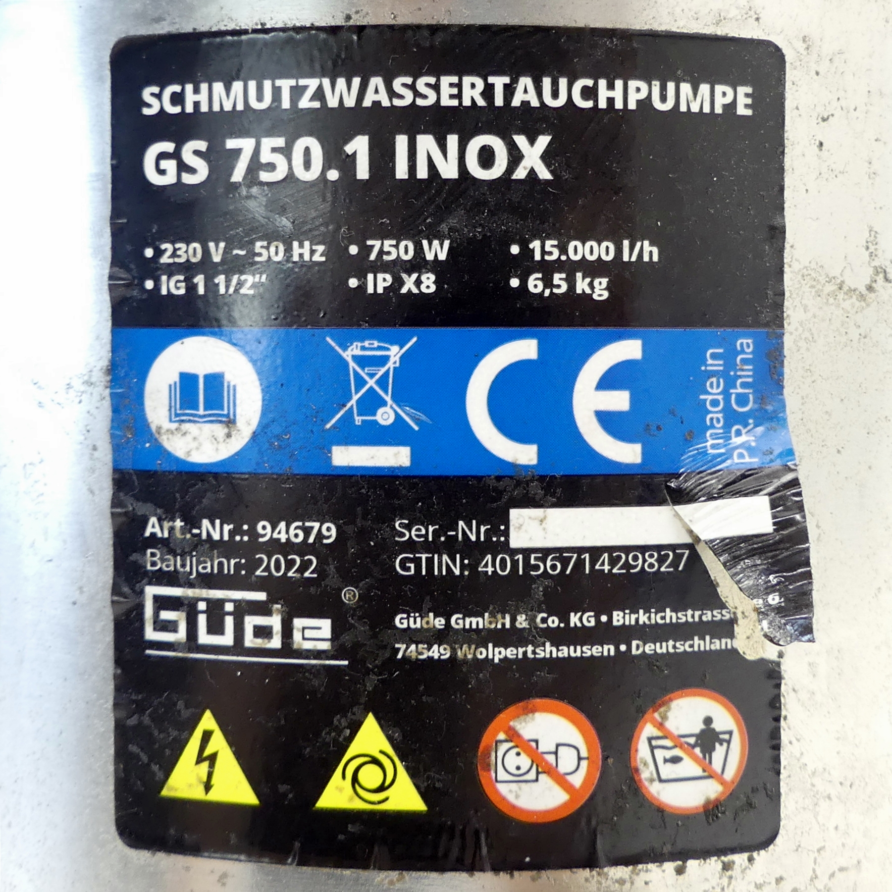 Schmutzwassertauchpumpe GS 750.1 INOX 