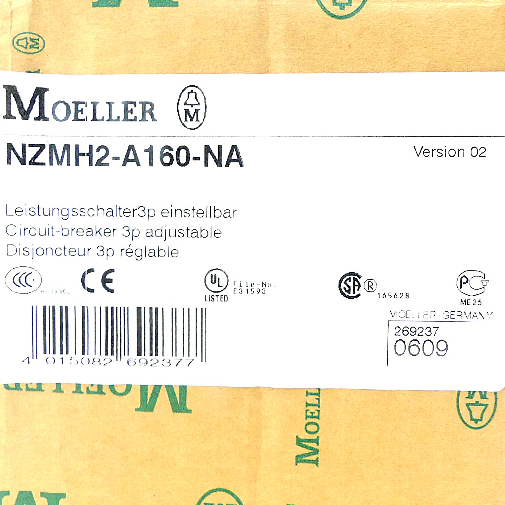Leistungsschalter einstellbar NZMH2-A160-NA 