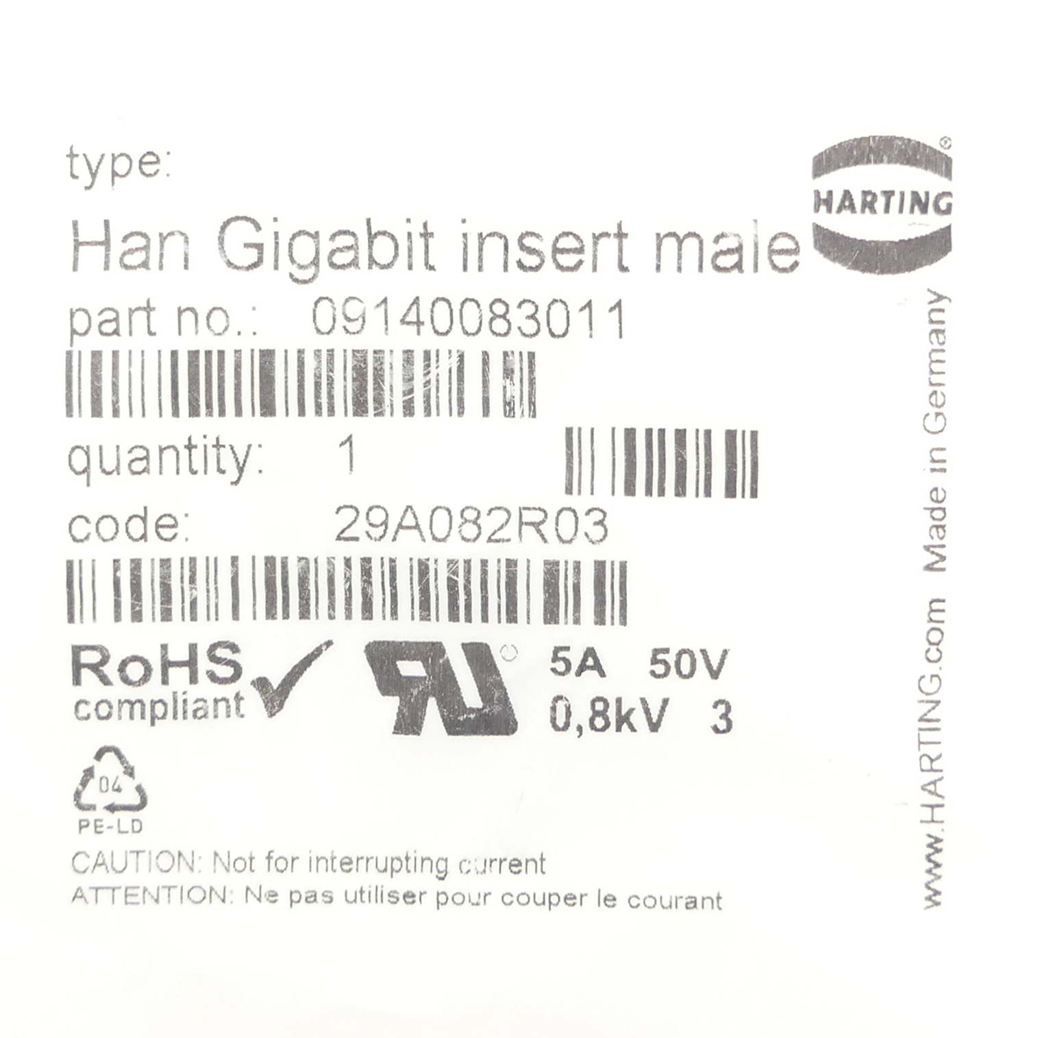 Socket insert Han Gigabit insert female 