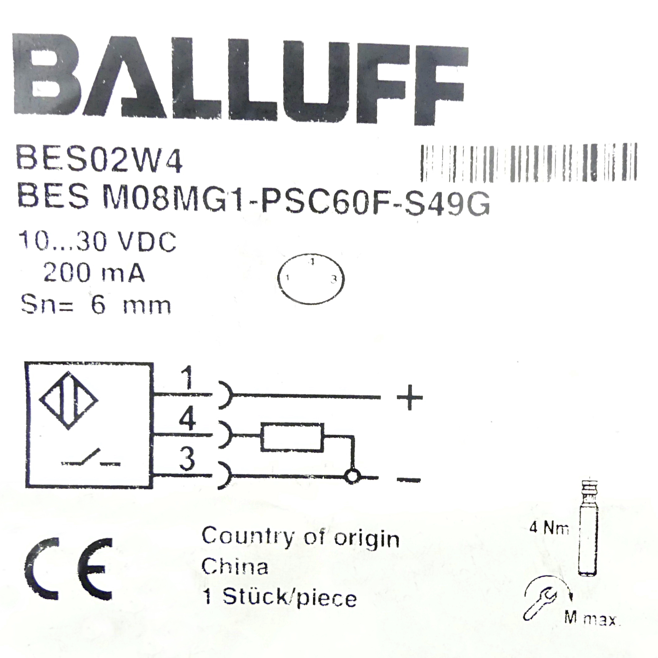 Induktiver Standardsensor BES02W4 