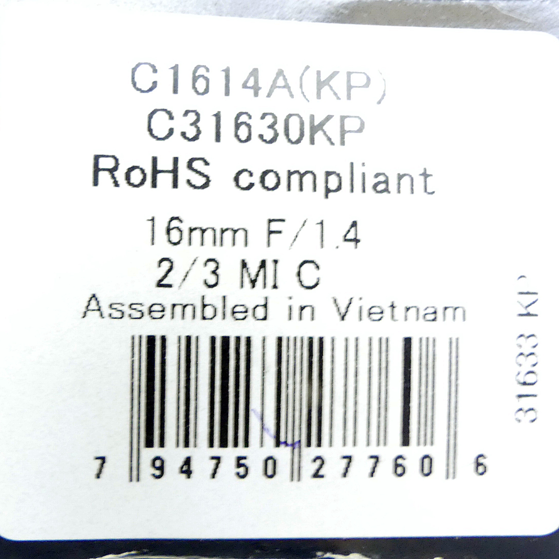 16,0 mm C-Mount Objektiv Pentax C1614A (KP)