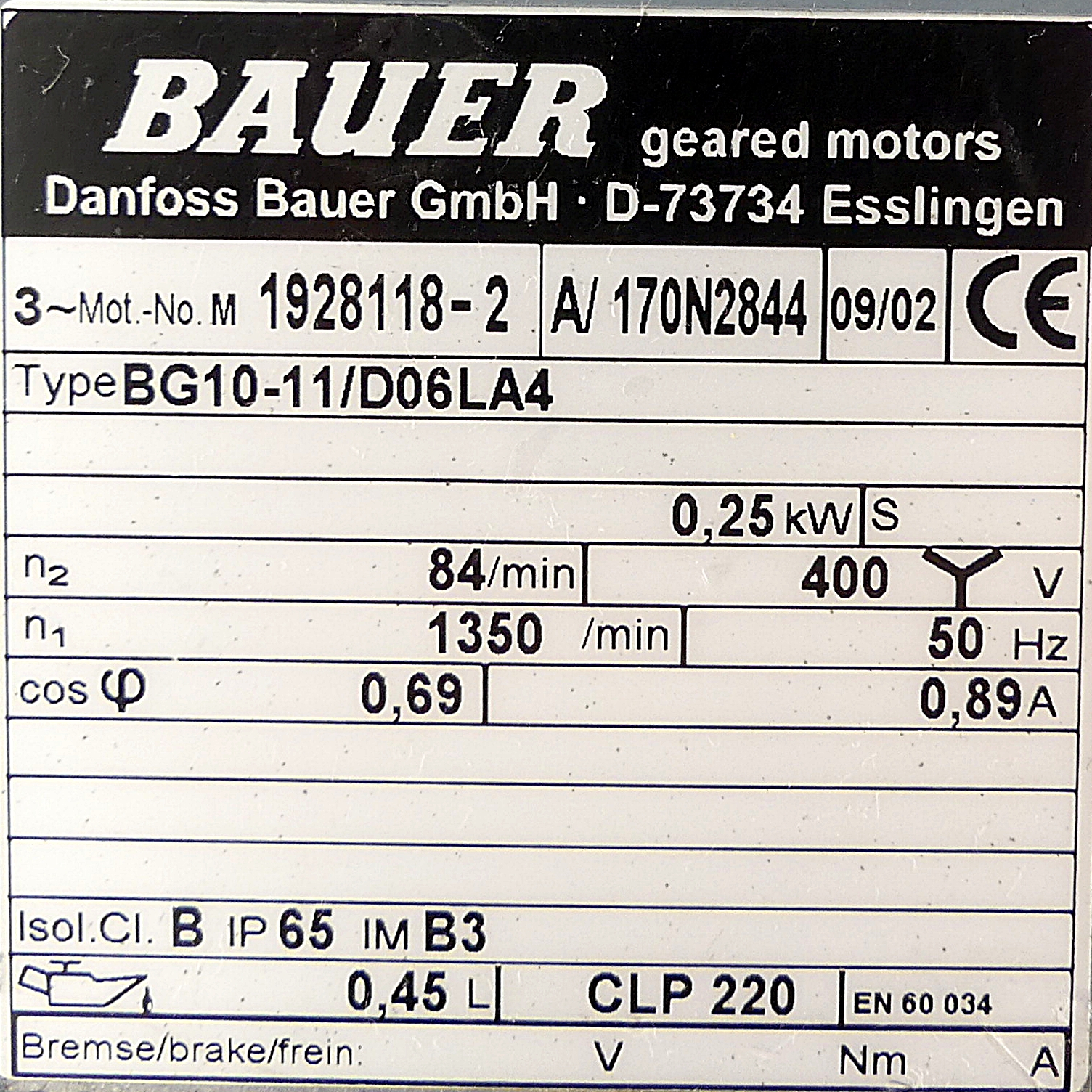 Getriebemotor BG10-11/D06LA4 